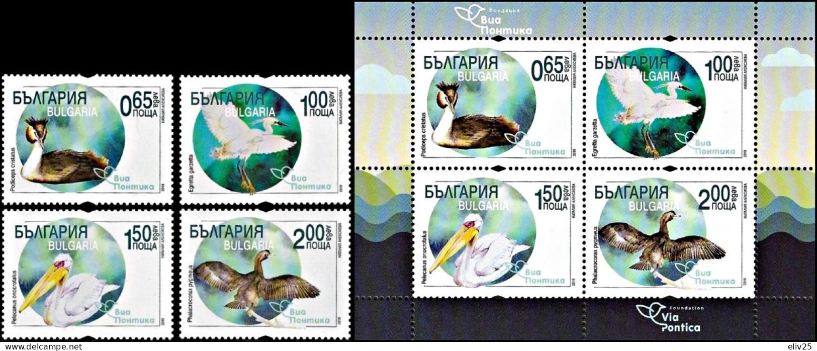 Bulgaria 2019, Birds Bird Migration Route "Via Pontica" - 4 V. & S/s MNH - Sonstige & Ohne Zuordnung