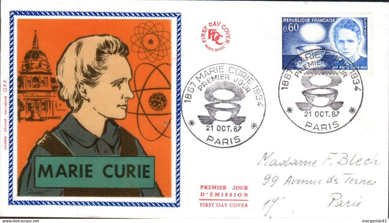 FDC 1967 MARIE CURIE - 1960-1969