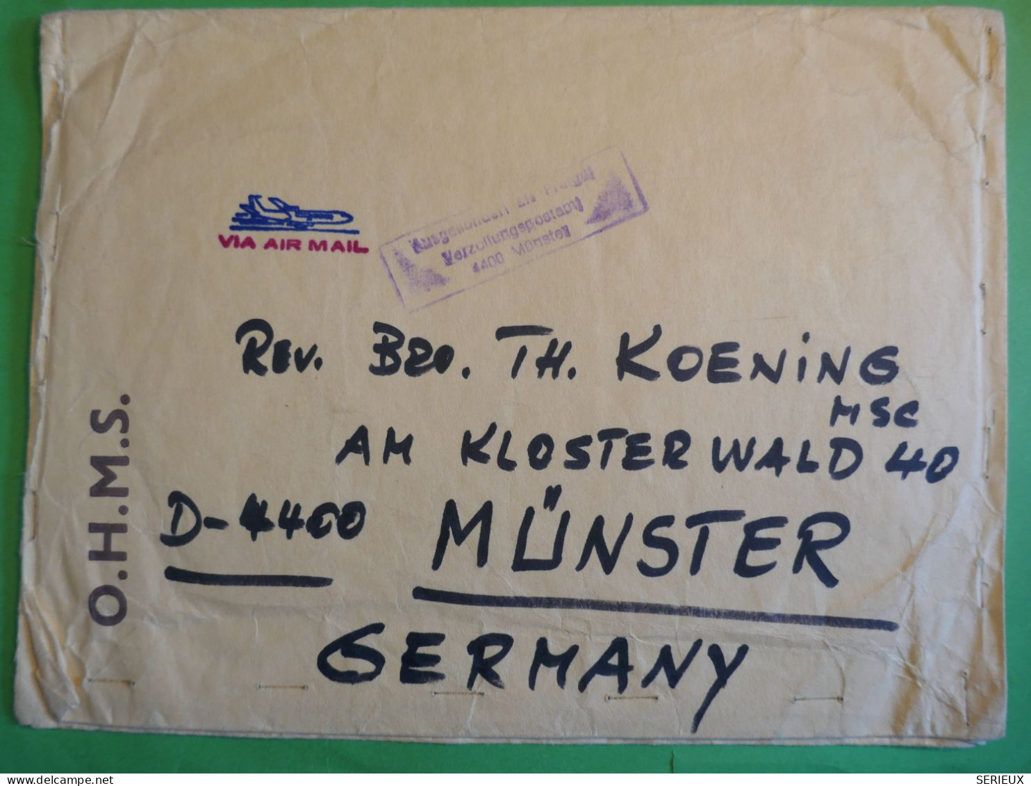 DO14 NAURU RARE FINE LETTER  1969 NAURU   A MUNSTER  GERMANY   VIA HONG KONG  + AFF. GREAT +++++ - Nauru