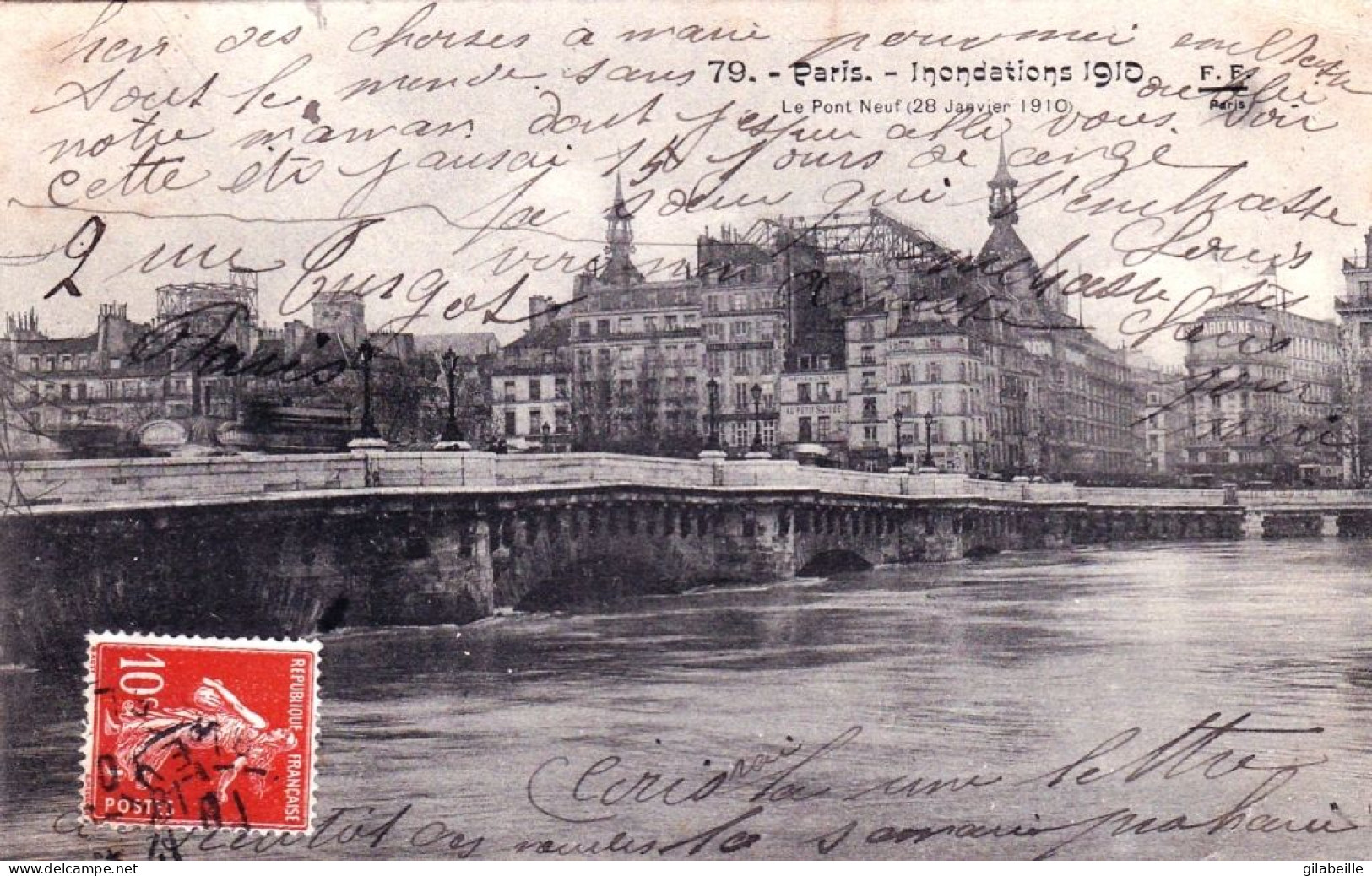 75 - PARIS - Inondations 1910 - Le Pont Neuf - 28 Janvier  - De Overstroming Van 1910