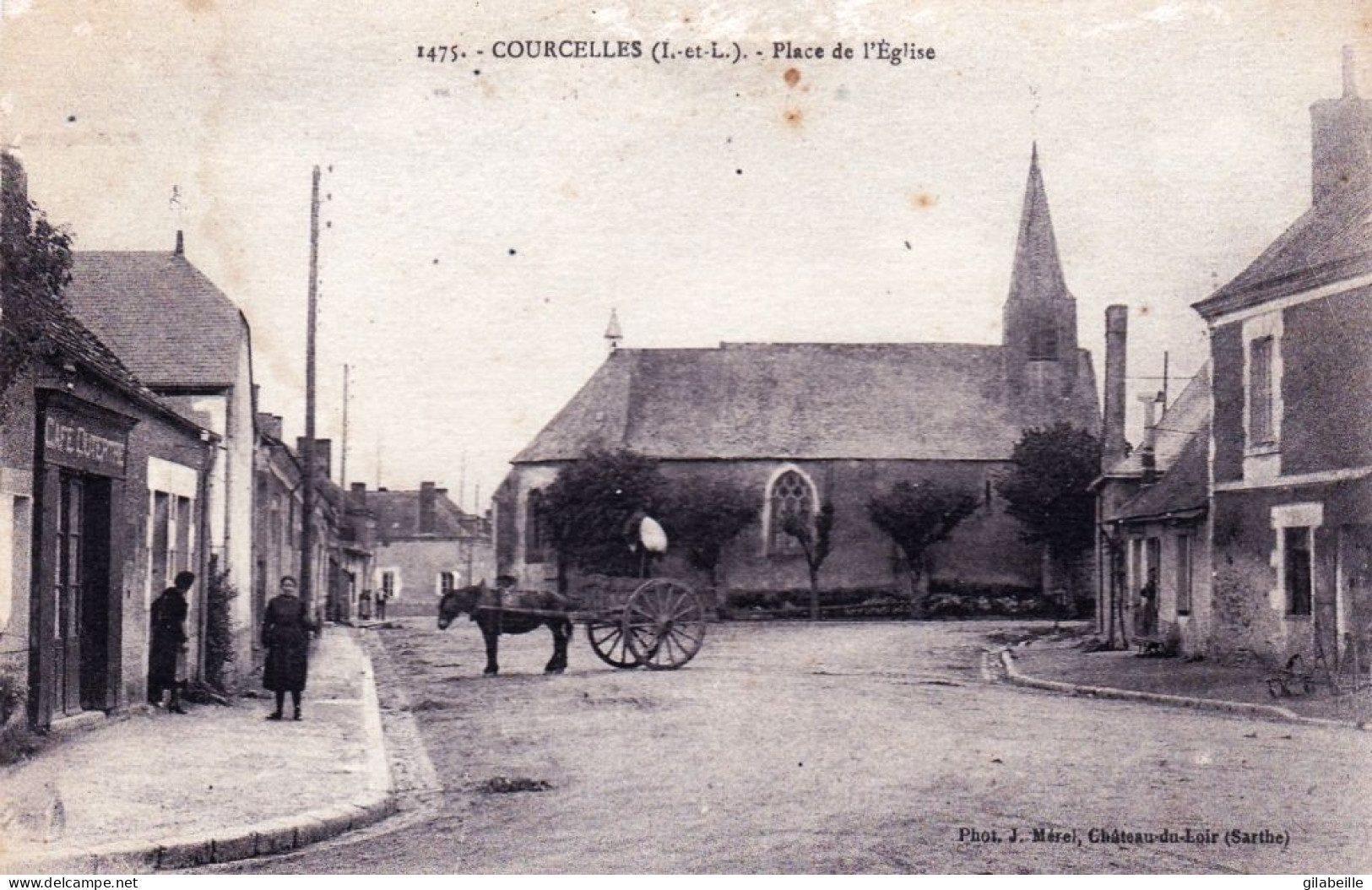 37 - Indre Et Loire -  COURCELLES De TOURAINE - Place De L Eglise - Café - Andere & Zonder Classificatie