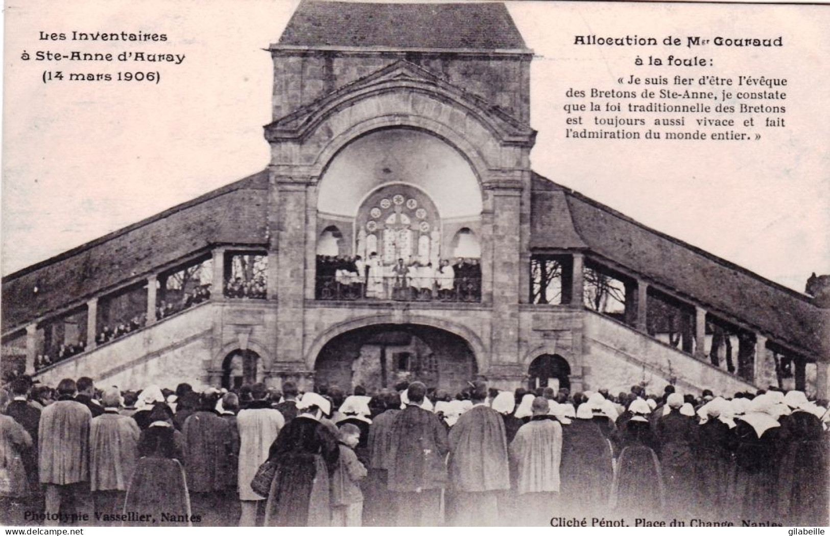 56 - Les Inventaires A SAINTE ANNE D AURAY - Allocution De Monseigneur Gouraud - Fier D Etre L Eveque Des Bretons - Sainte Anne D'Auray