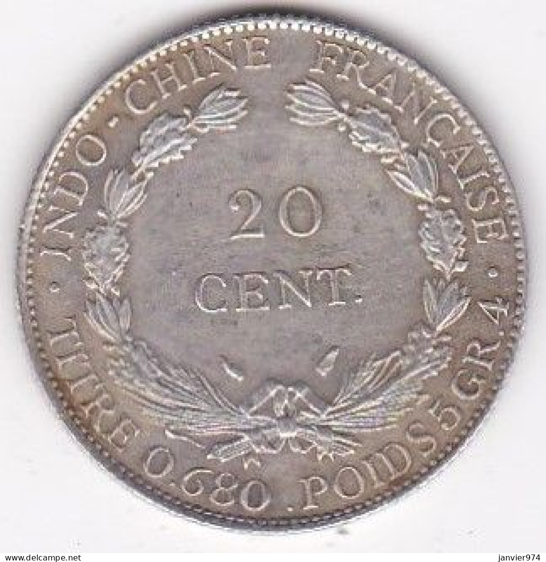 Indochine Française. 20 Cent 1937 . En Argent, Lec# 236, Superbe - French Indochina