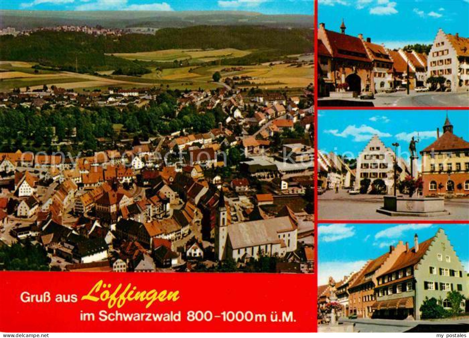 72846194 Loeffingen Luftkurort Im Schwarzwald Fliegeraufnahme Marktplatz Brunnen - Andere & Zonder Classificatie