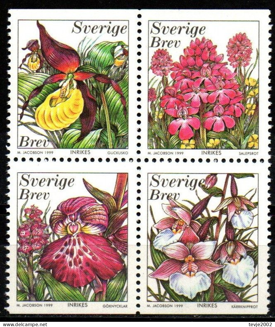 Schweden Sverige 1999 - Mi.Nr. 2114 - 2117 - Postfrisch MNH - Blumen Flowers Orchideen Orchids - Orchids