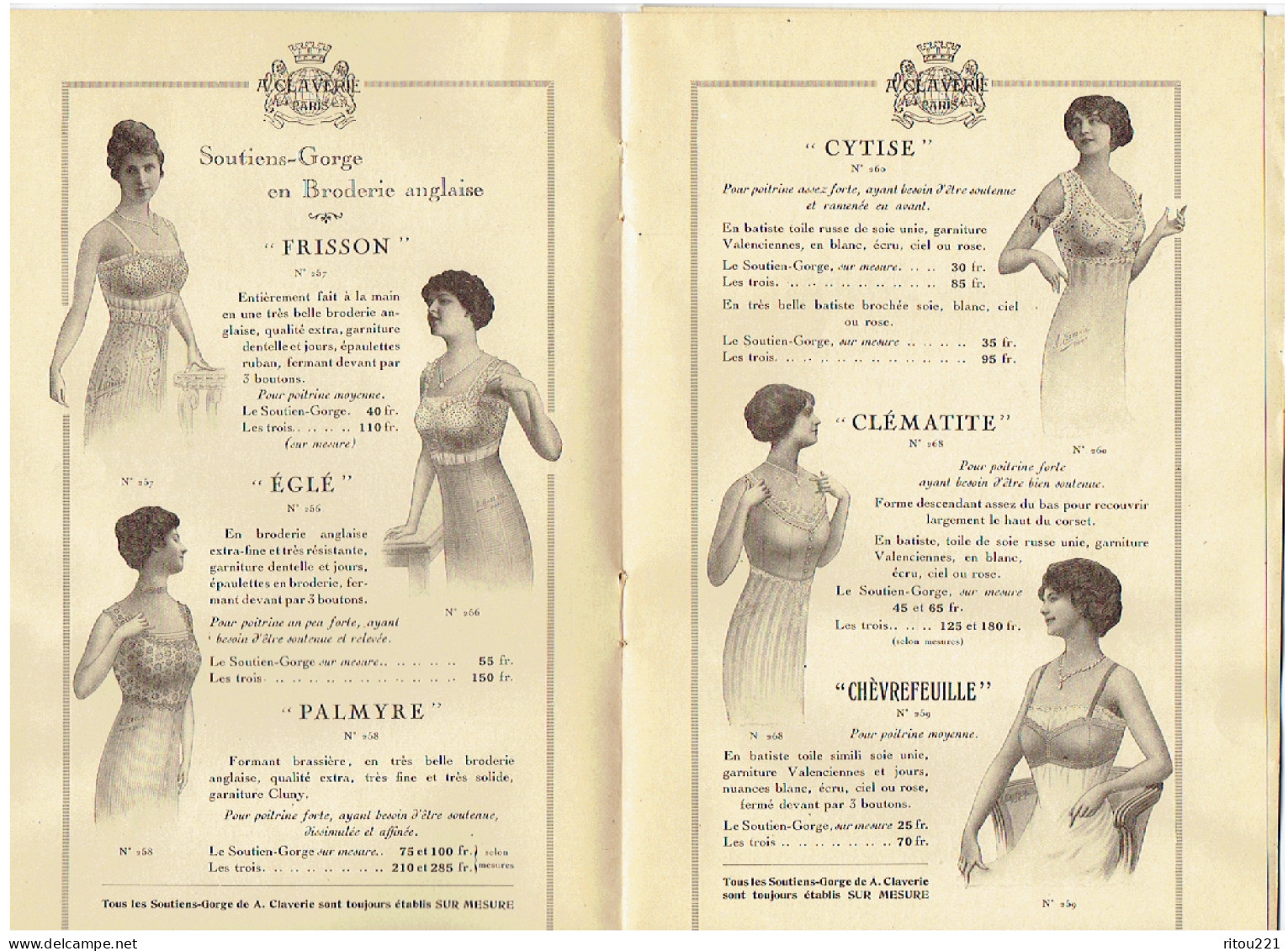 Petit Album - Publicité M.A. CLAVERIE Corsetier PARIS Corset Soutien-gorge Illustration Femme Mode - Mode