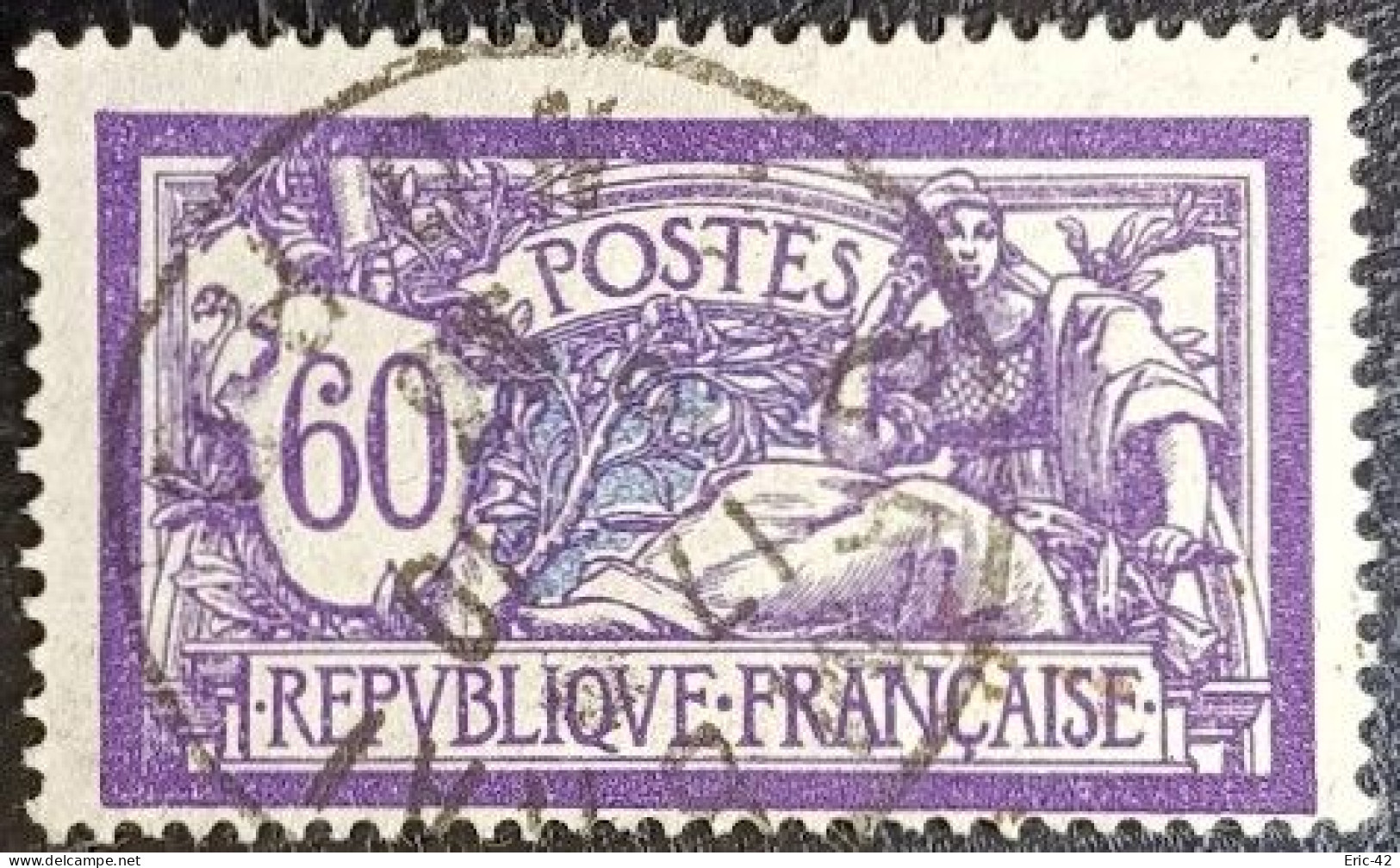 N°144 MERSON 60c Violet Et Bleu. Cachet Du 3 Octobre 1923 à Cambrai - 1900-27 Merson