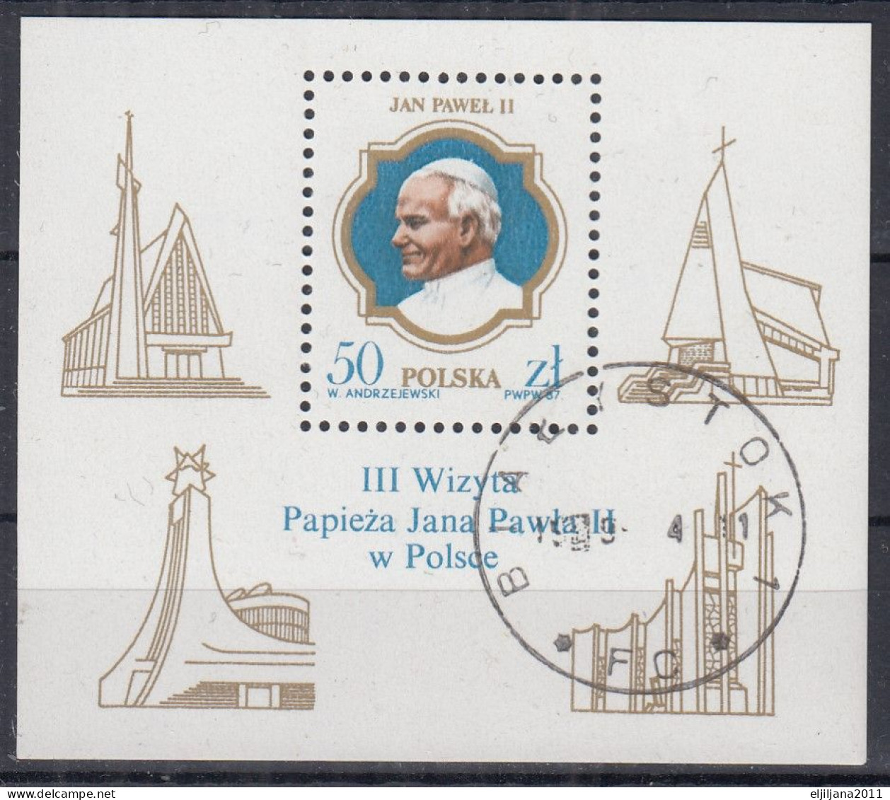 ⁕ Poland / Polska 1987 ⁕ Visit Of Pope John Paul II. Mi.3101 Block 103 ⁕ Used - Gebruikt