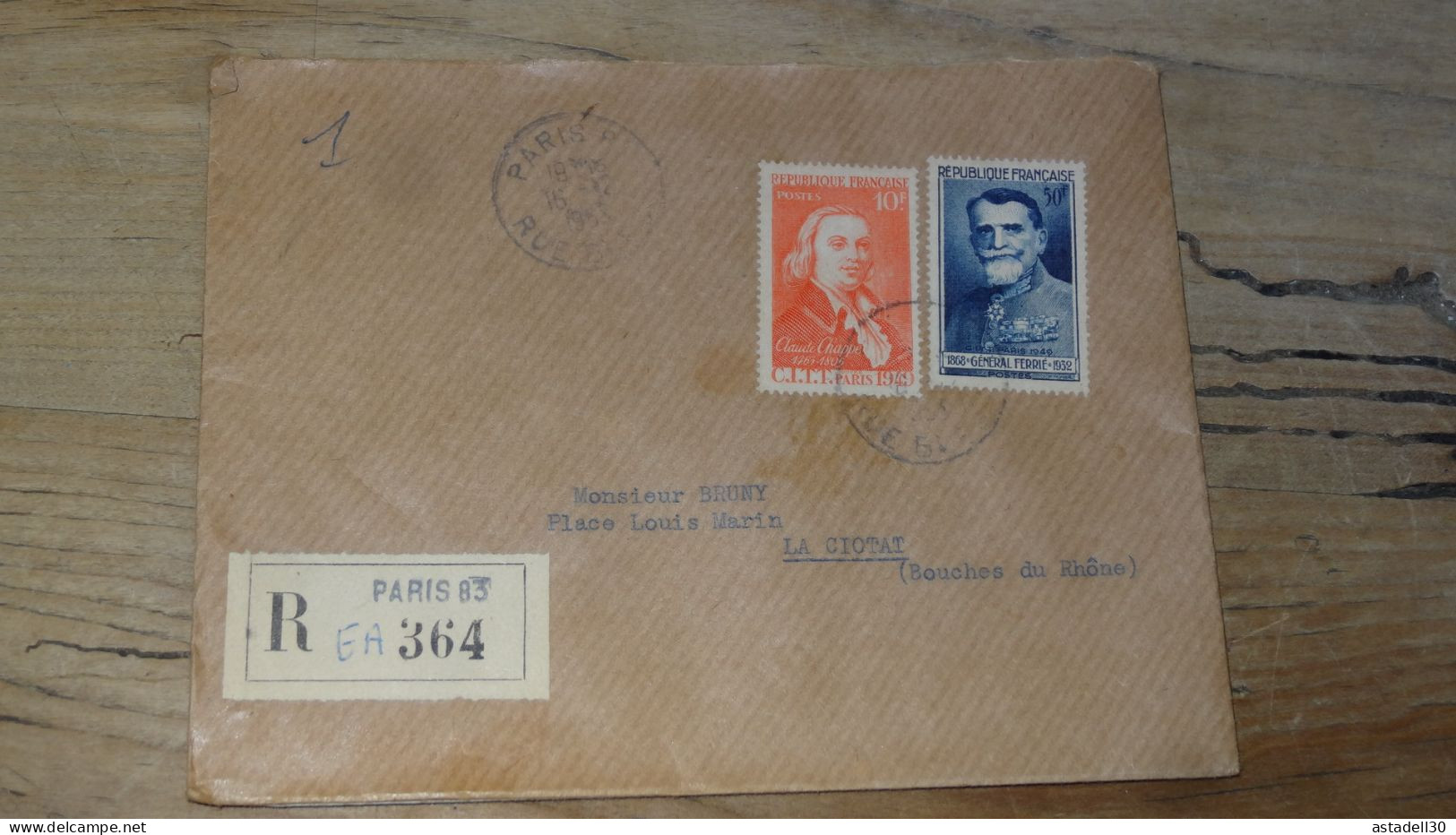 Enveloppe Recommandée PARIS Pour LA CIOTAT - 1953  ............BOITE1.......... 479 - 1921-1960: Periodo Moderno