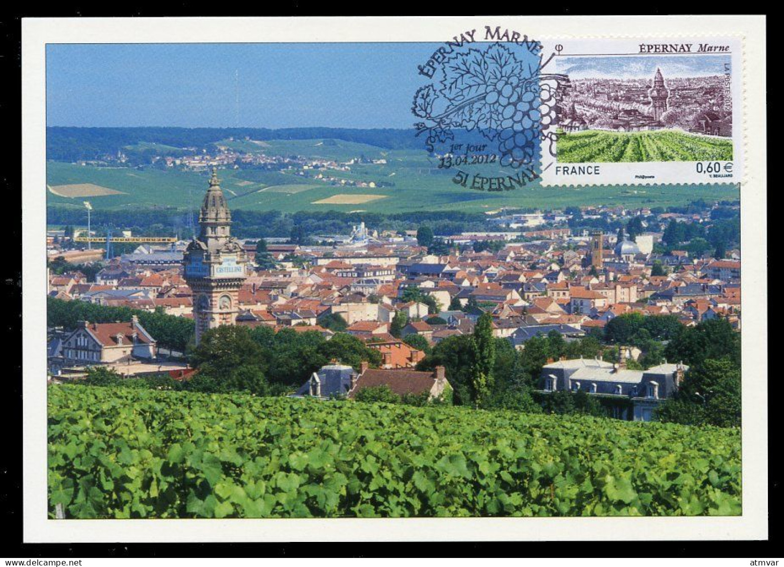 FRANCE (2012) - Carte Maximum Card - Épernay 2012 Marne - Vendange, Champagne, Vin, Wine, Tour Champagne Castellane - 2010-2019