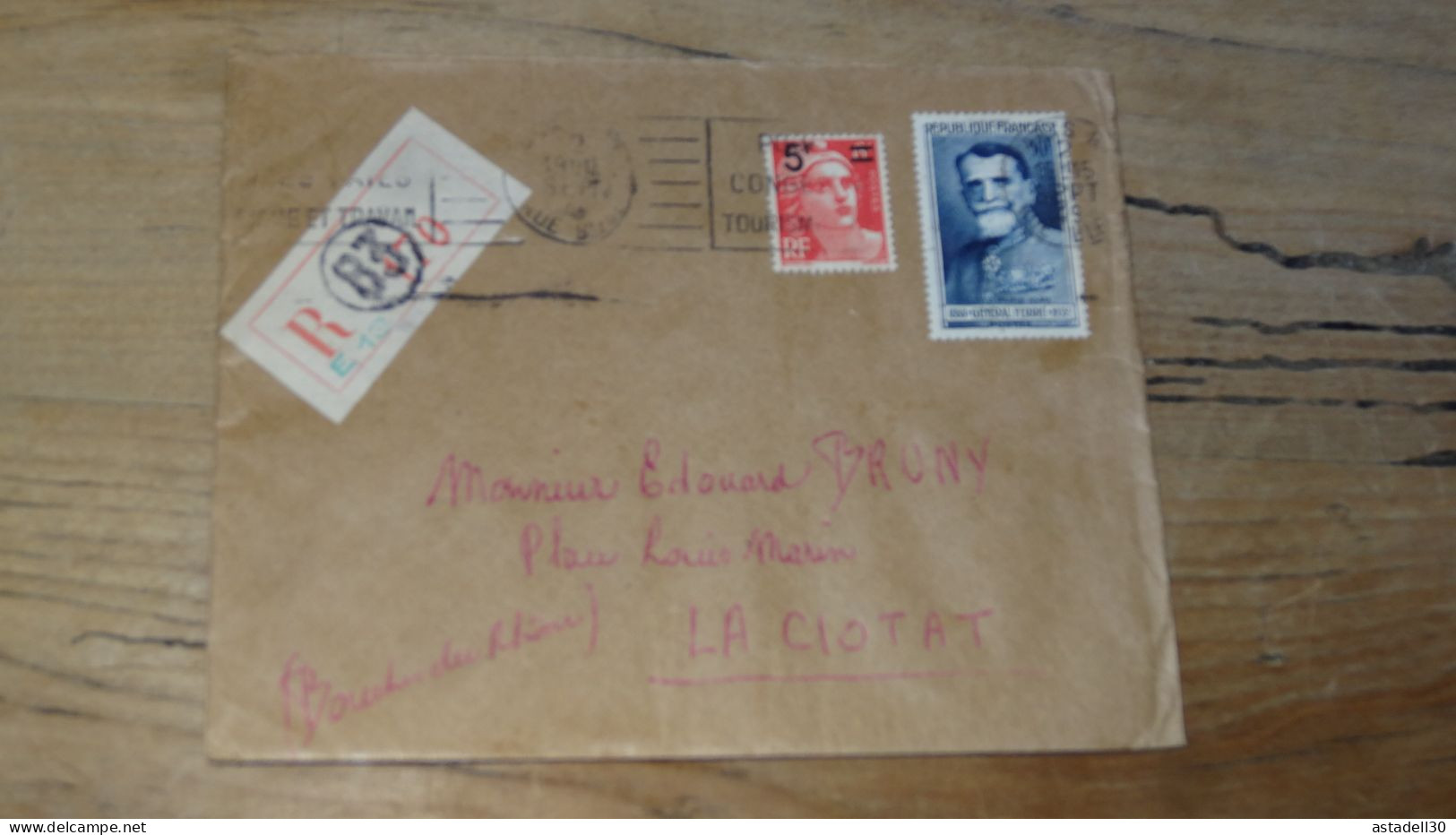 Enveloppe Recommandée PARIS Pour LA CIOTAT - 1949  ............BOITE1.......... 482 - 1921-1960: Periodo Moderno