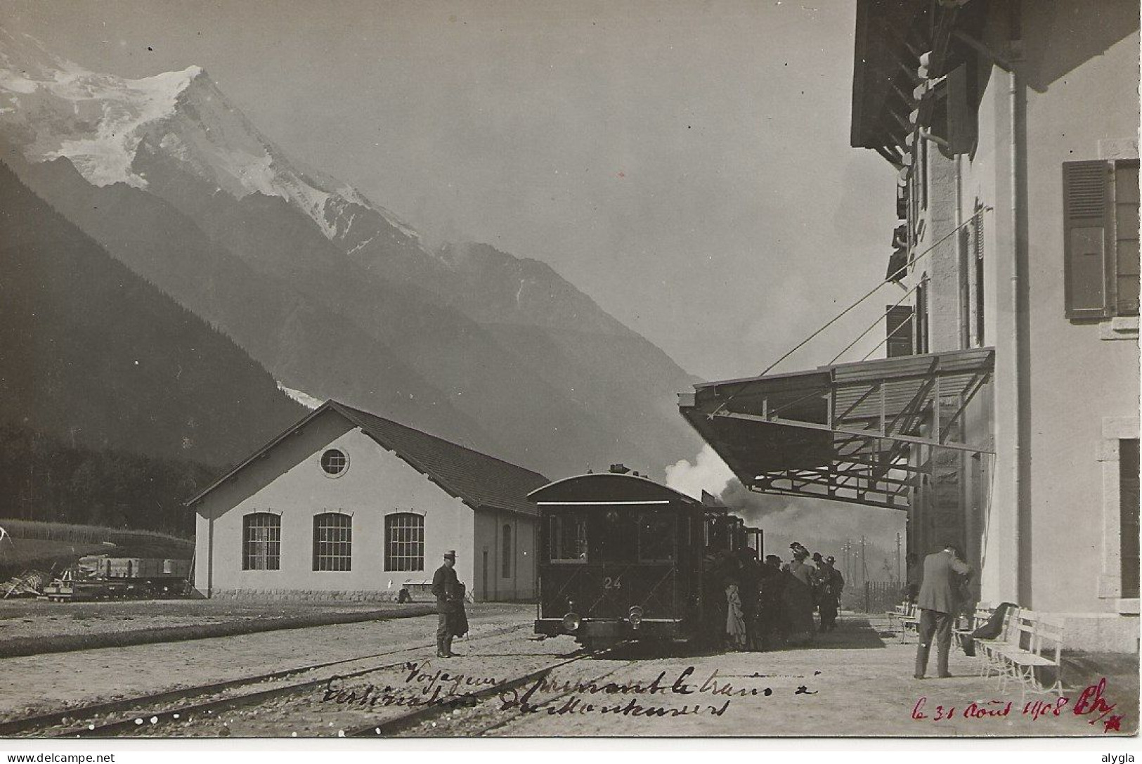 74 - CHAMONIX - 31 AOÜT 1908 Premiers Voyageurs Prenant Le Train Pour Le Montenvers - CP PHOTO - Chamonix-Mont-Blanc