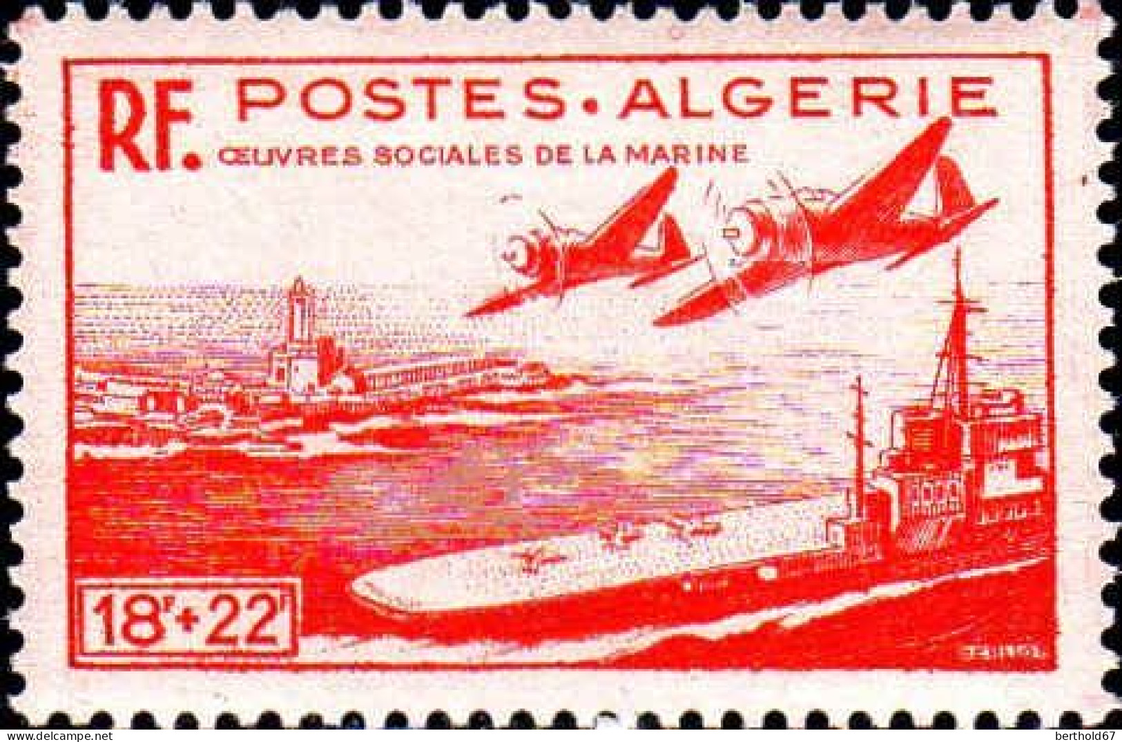 Algérie Poste N** Yv:274 Mi:281 Oeuvres Sociales De La Marine (Petit Def.gomme) - Unused Stamps