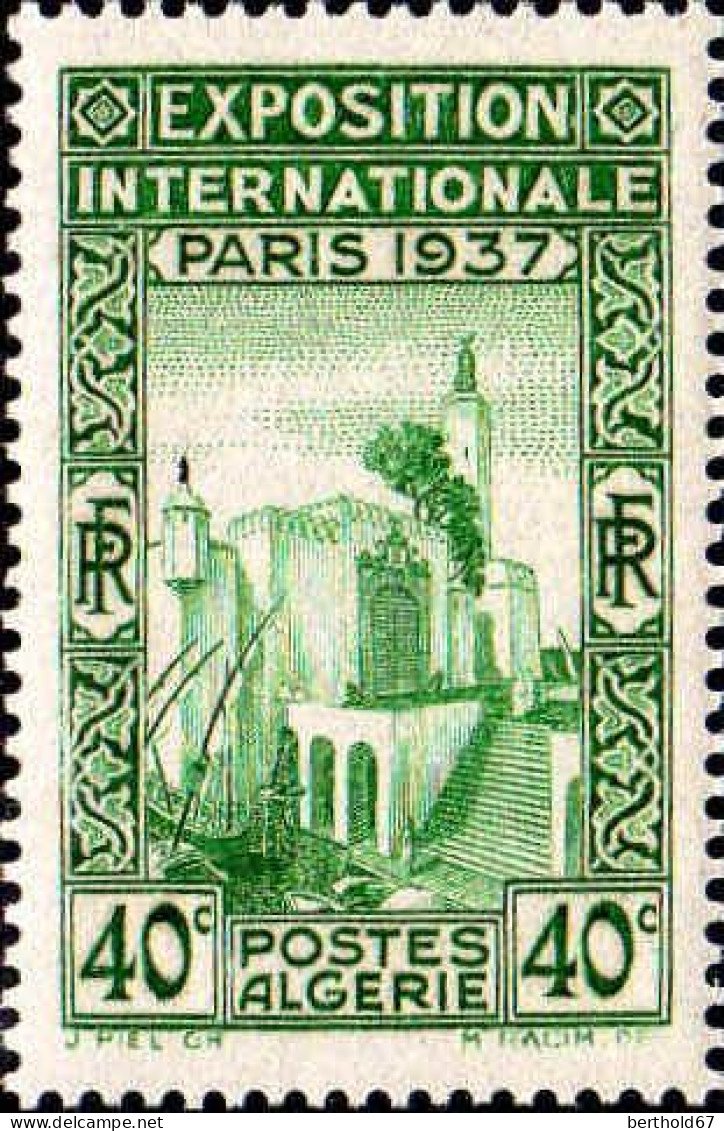 Algérie Poste N** Yv:127 Mi:130 Expo Int Paris Pavillon De L'Algérie (Impres.au Dos) - Unused Stamps