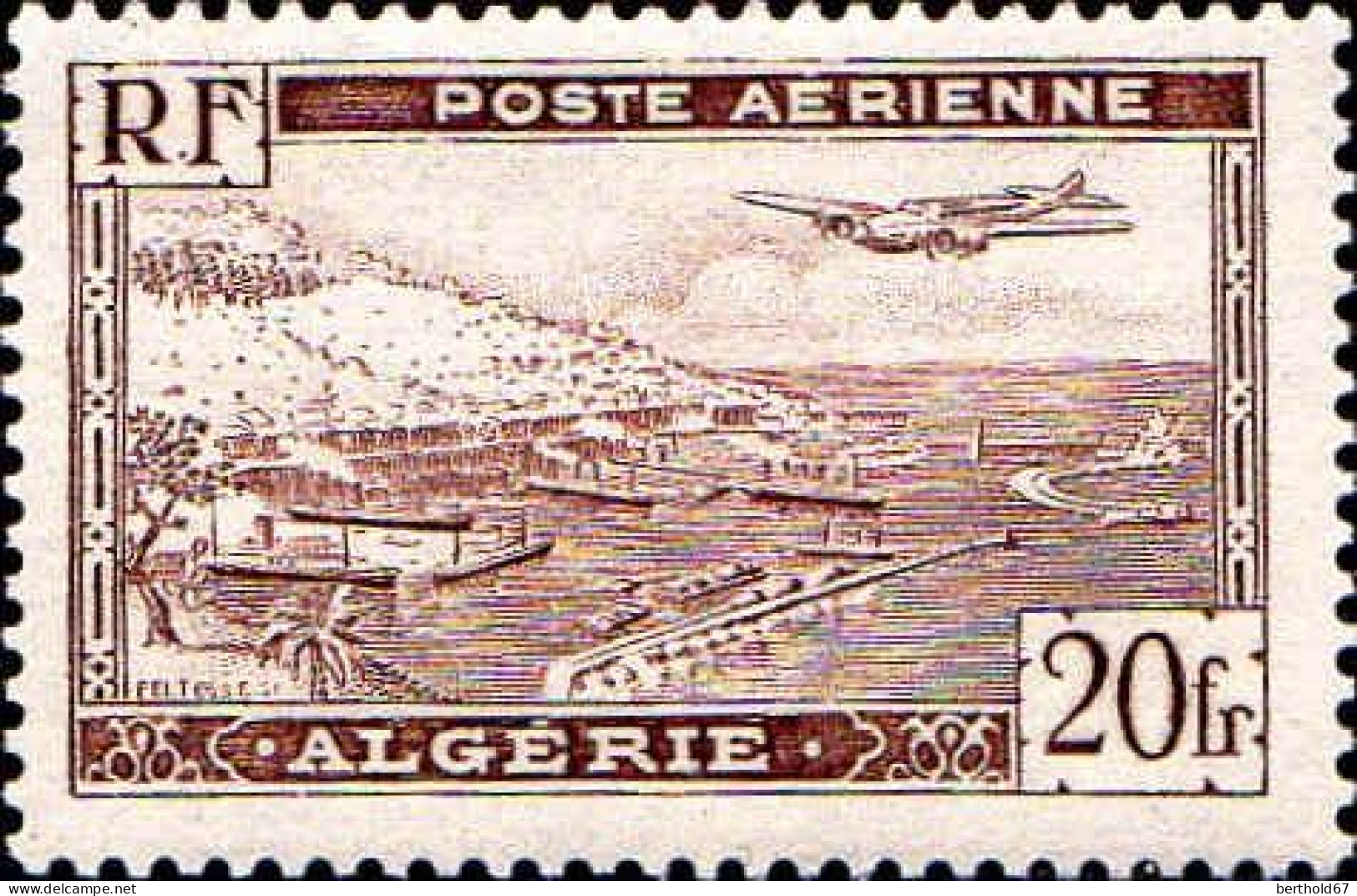 Algérie Avion N** Yv: 4 Mi:254I Rade D'Alger - Luftpost