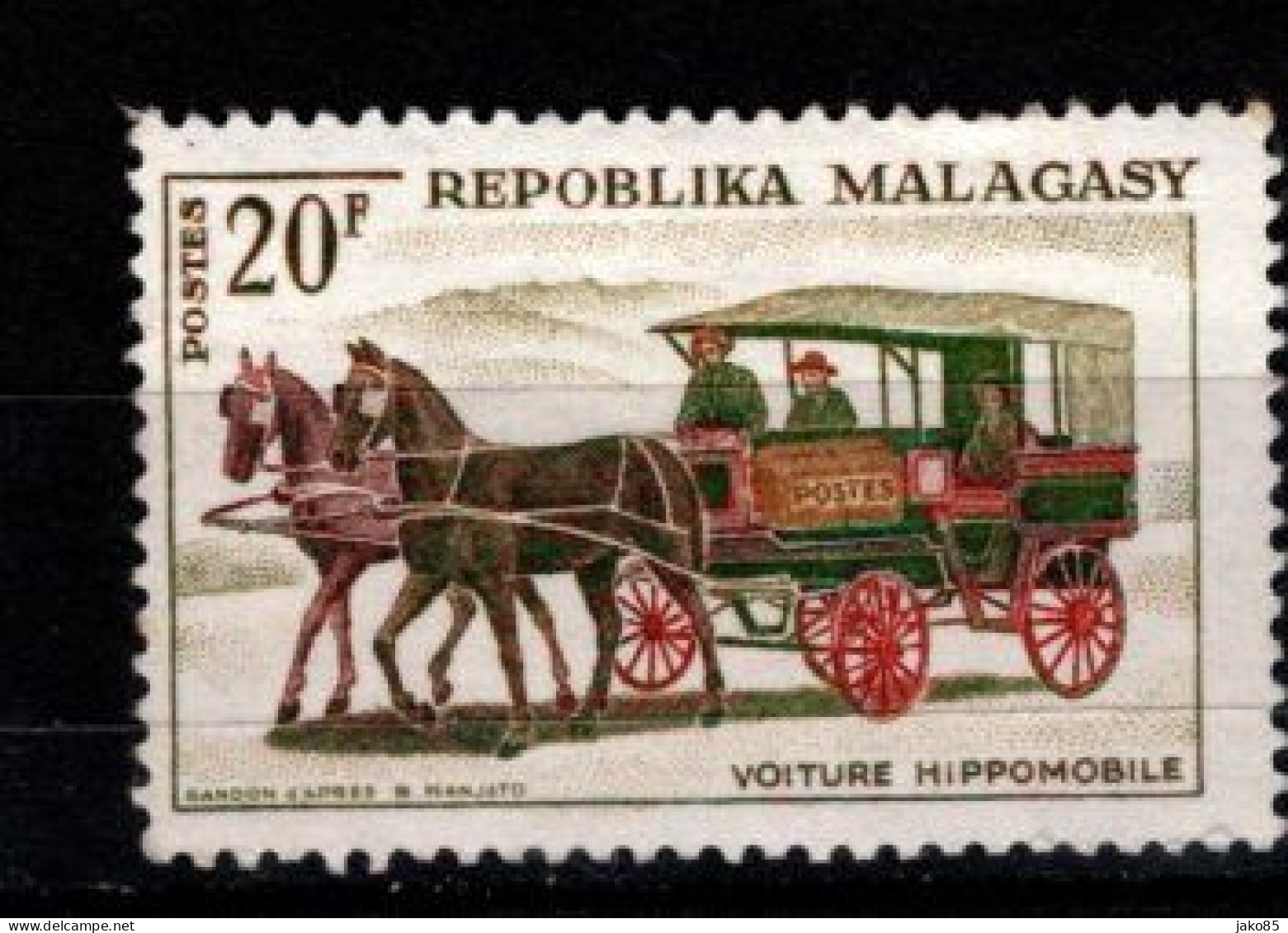 - MADAGASCAR - 1965 - YT N° 414 - **  - Voiture Hippomobile - Madagascar (1960-...)