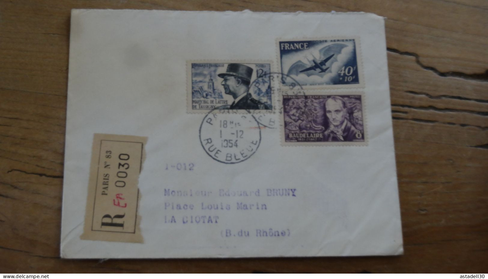 Enveloppe Recommandée PARIS Pour LA CIOTAT - 1954  ............BOITE1.......... 485 - 1921-1960: Modern Period