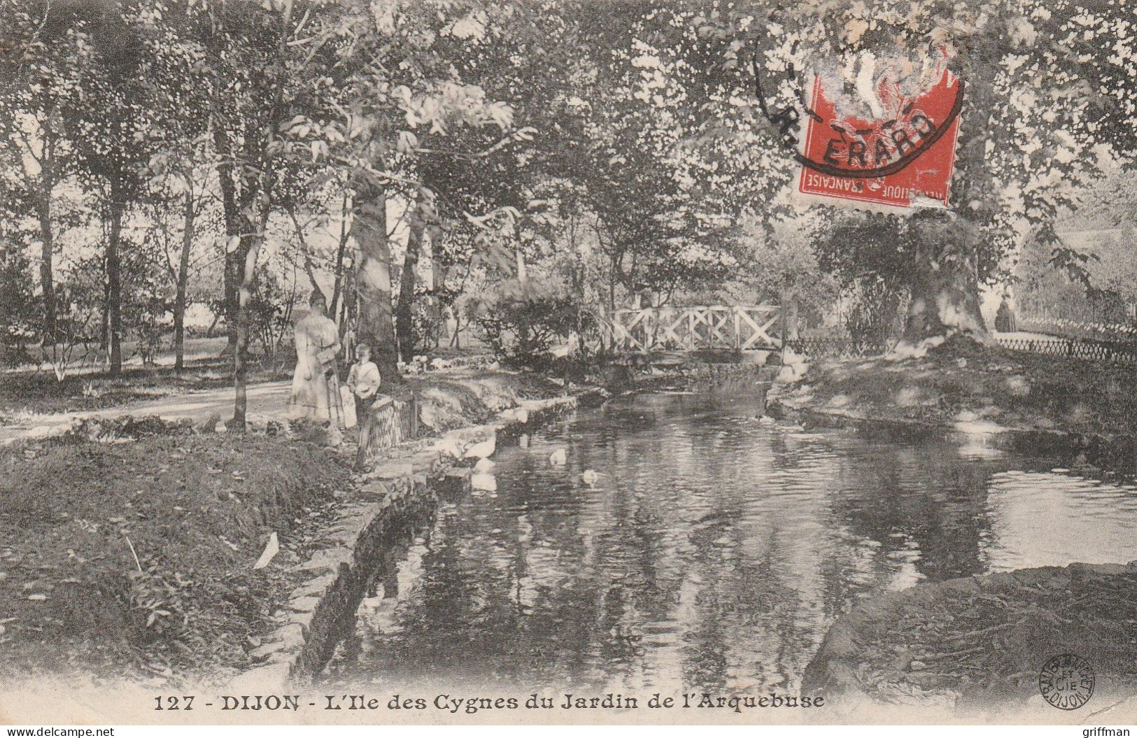 DIJON L'ILE DES CYGNES DU JARDIN DE L'ARQUEBUSE 1908 TBE - Dijon