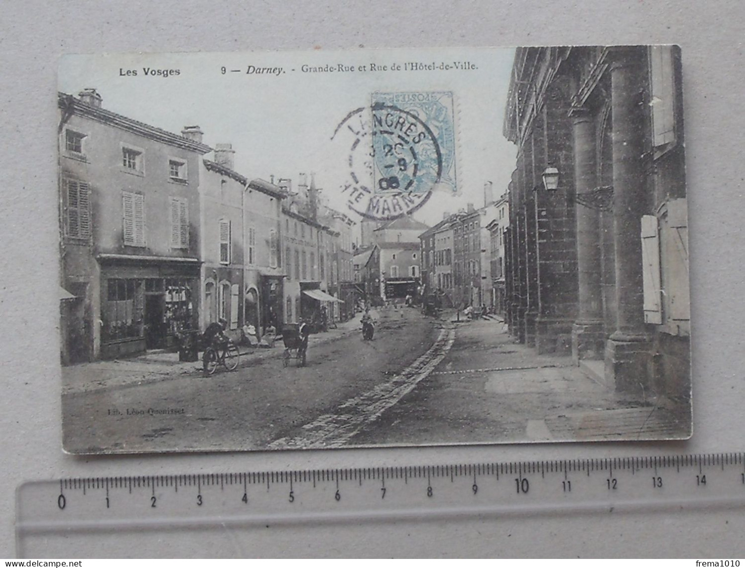 DARNEY (88): Carte Postale 1908 = Grande Rue Et Rue De L'Hôtel De Ville - Darney