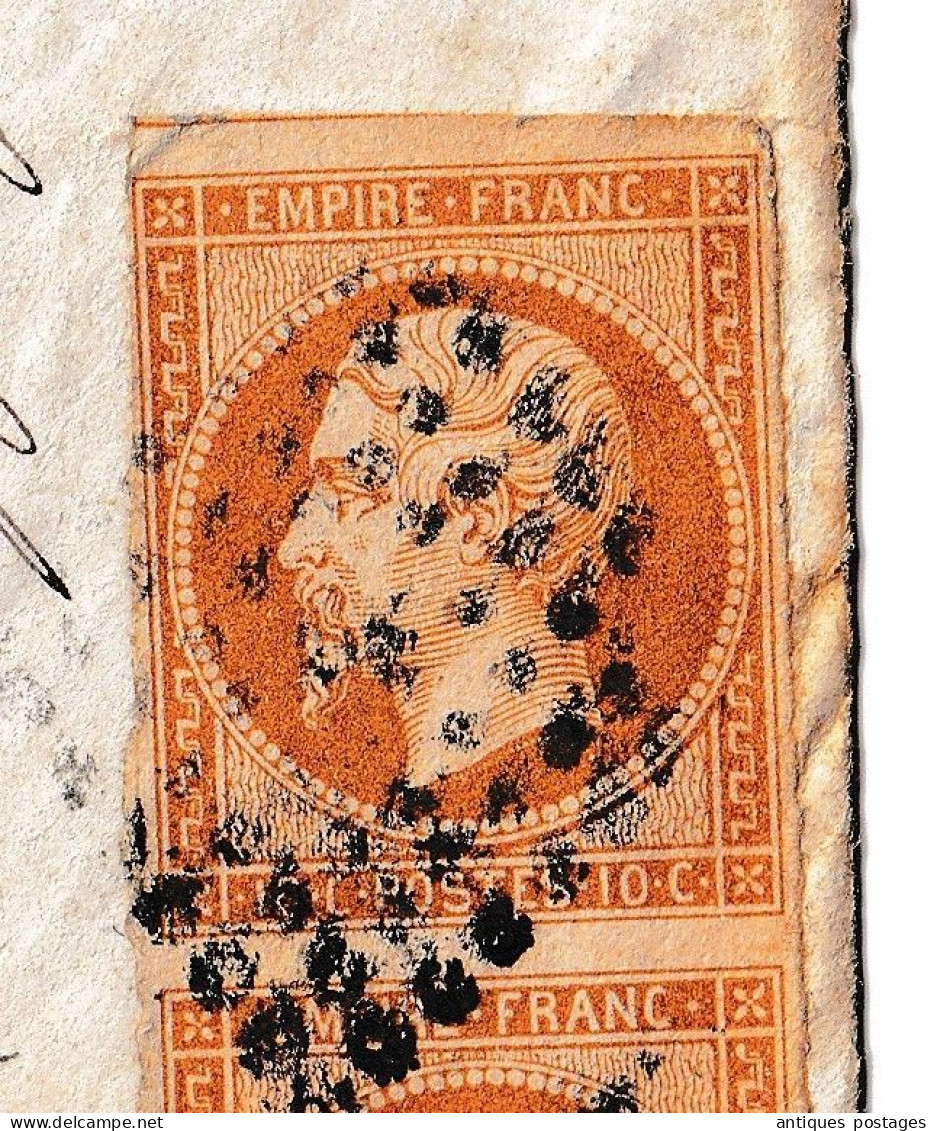 Lettre Paire Napoléon III Non Dentelé 10 Centimes Paris Pour Rennes Ille Et Vilaine - 1853-1860 Napoleon III