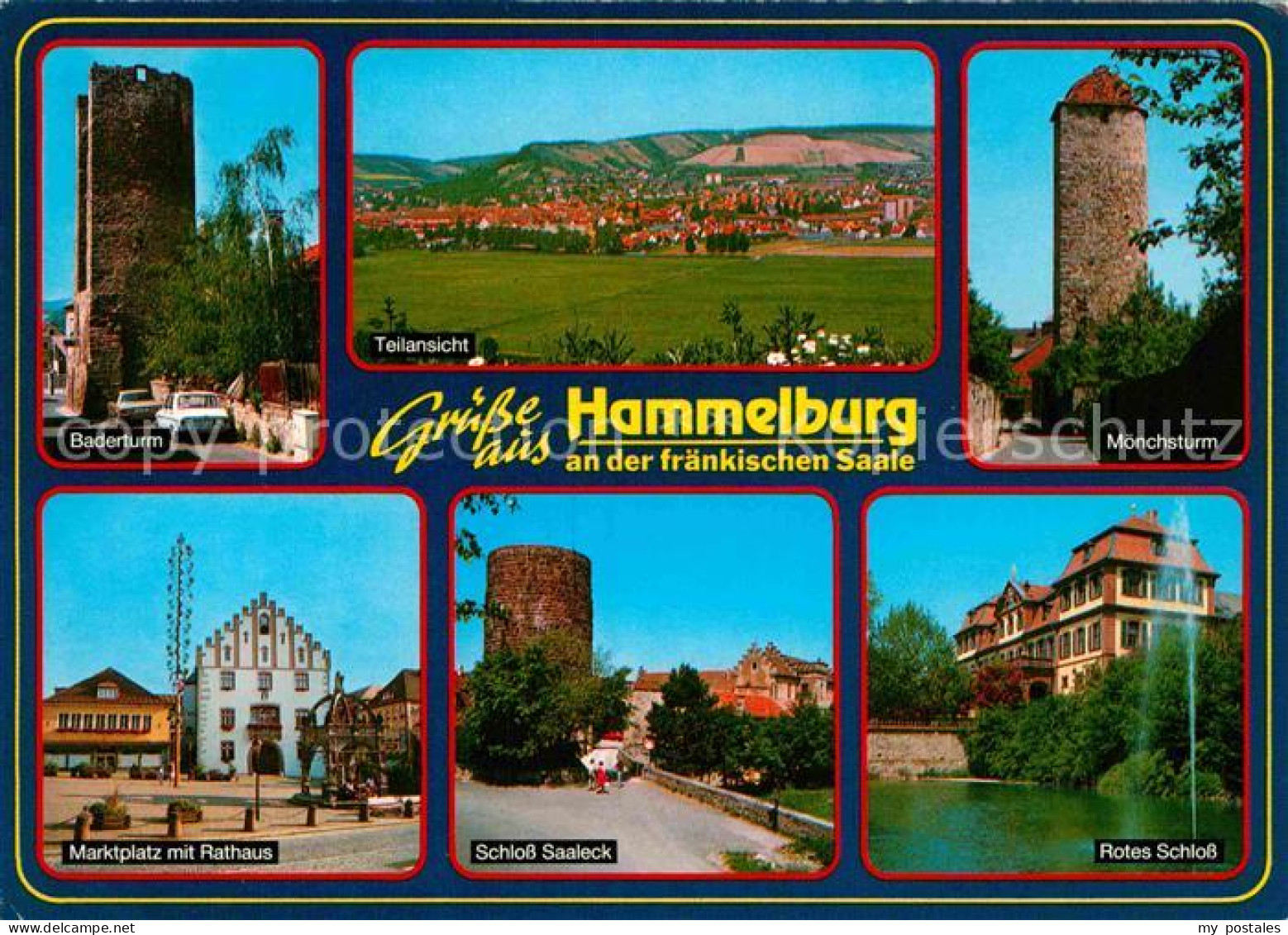 72844937 Hammelburg Baderturm Moenchsturm Rote-Schloss Schloss-Saaleck Marktplat - Hammelburg