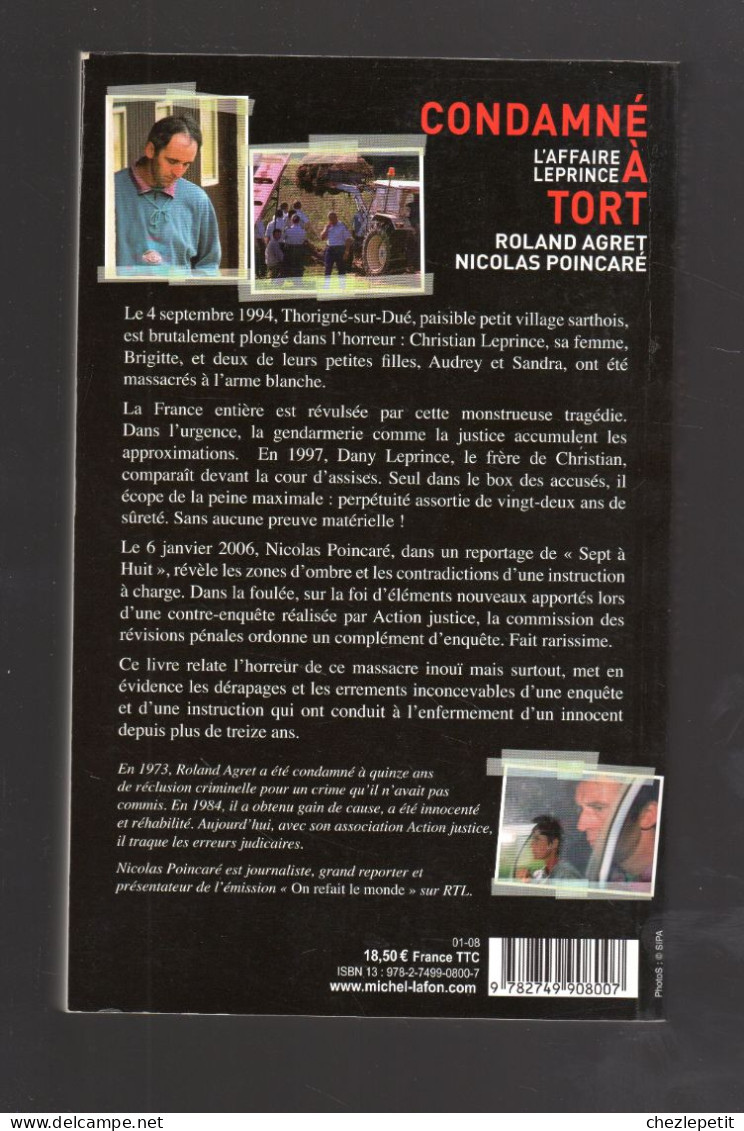 CONDAMNE A TORT L'AFFAIRE Dany LEPRINCE Roland Agret Nicolas Poincaré 2008 - History