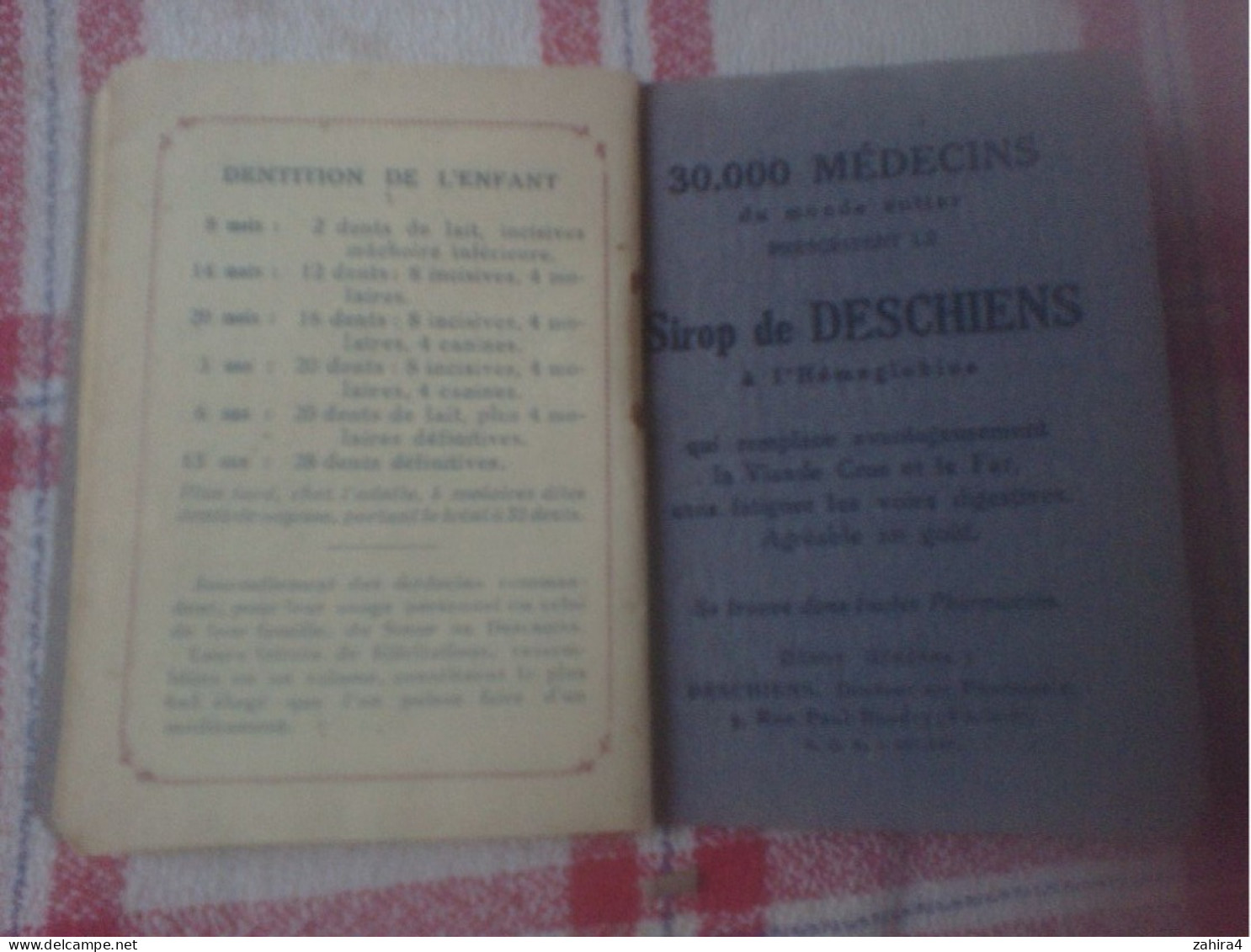 Agenda 1930 Sirop de Deschiens Paris  Ecrit jusqu'à Octobre crayon de papier (cahier séparé couverture oxydation agrafe)