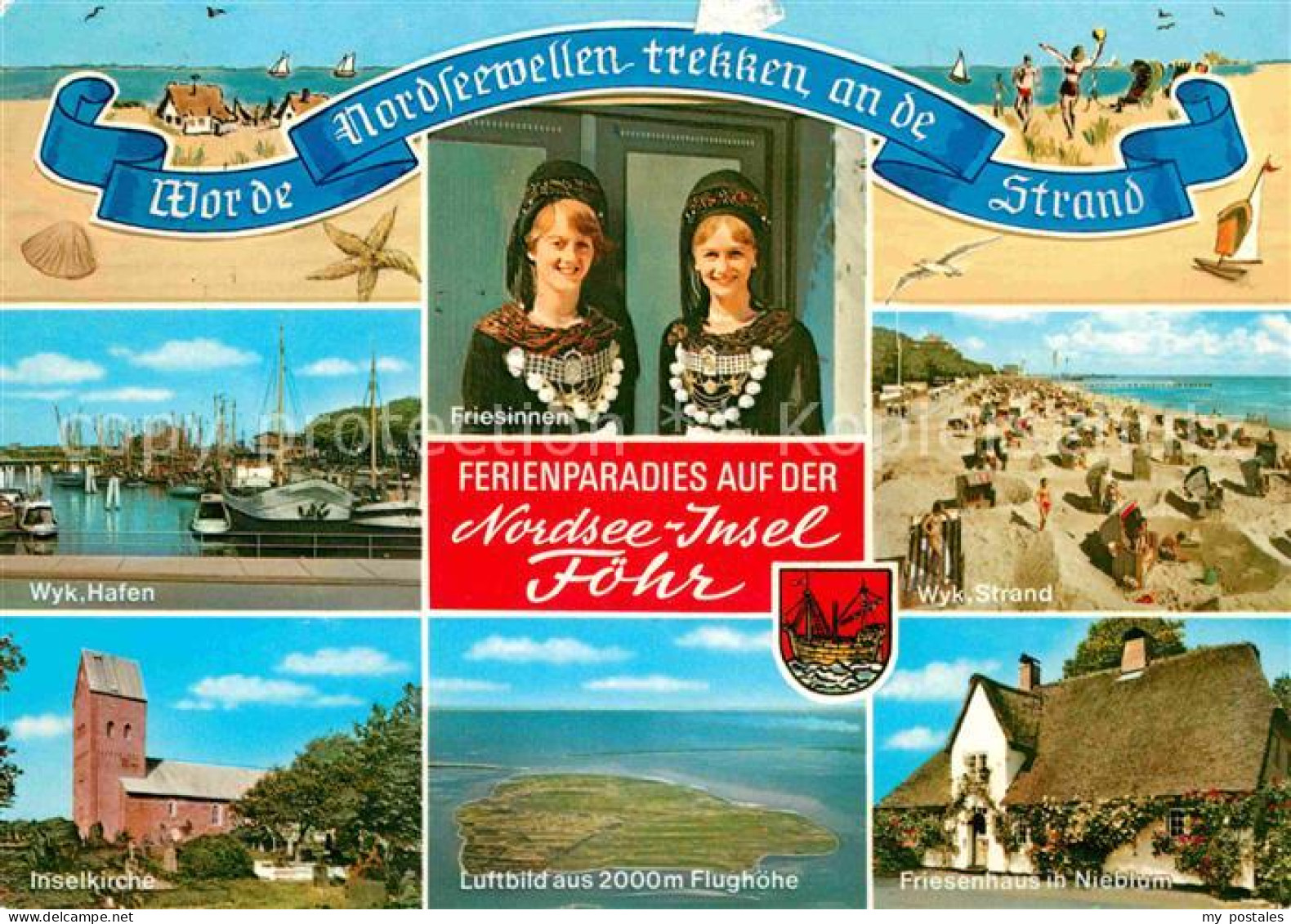 72844846 Insel Foehr Wyk Strand Hafen Fliegeraufnahme Kirche Friesenhaus Foehr - Autres & Non Classés