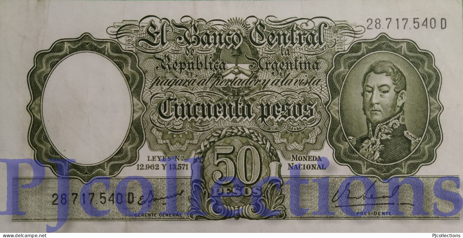 ARGENTINA 50 PESOS 1955/68 PICK 271a VF - Argentinië