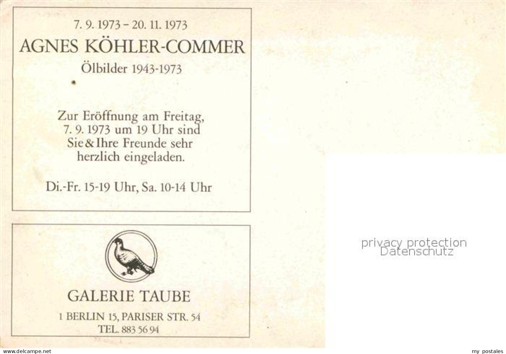 72844750 Berlin Belvedere Kuenstlerkarte Agnes Koehler Commer Berlin - Sonstige & Ohne Zuordnung