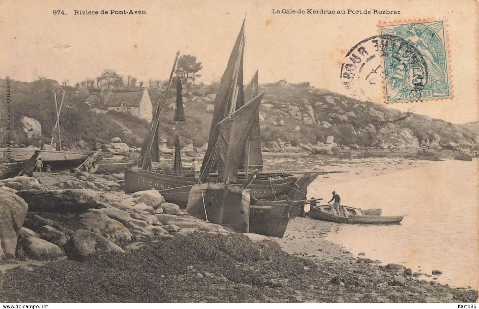 Pont Aven * La Cale De Kerdruc Au Port De Rozbraz * Bateaux De Pêche Et Pêcheurs - Pont Aven