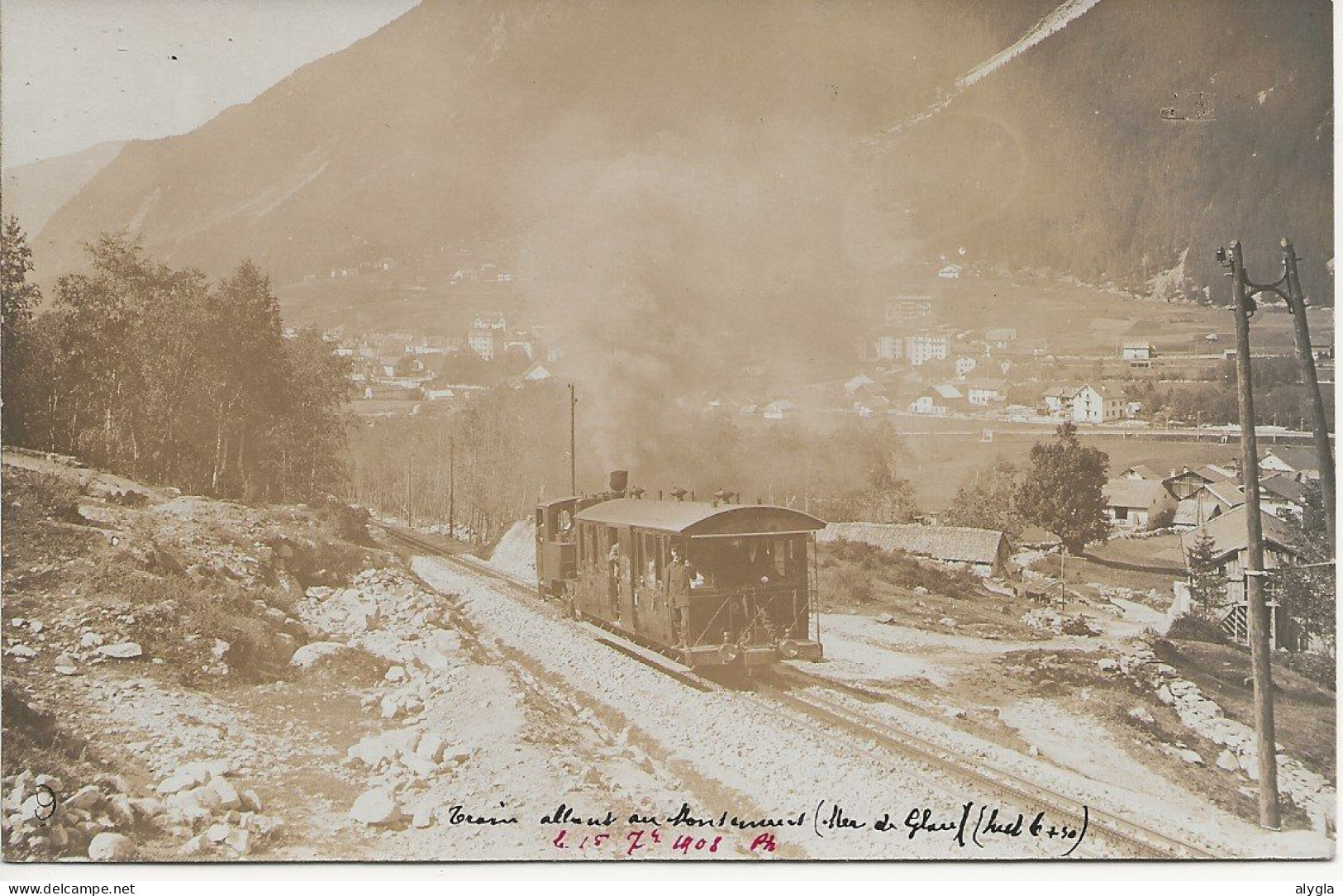 74 - CHAMONIX - 15 Juillet 1908 Un Des Premiers Trains De Voyageurs Allant Au Montenvers - CP PHOTO - Chamonix-Mont-Blanc