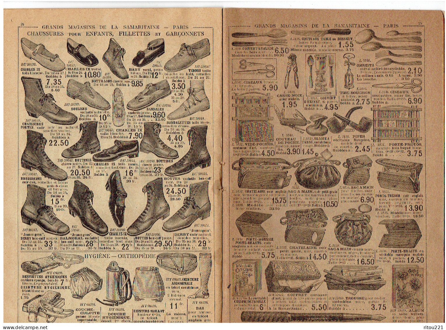 Catalogue A LA SAMARITAINE Paris 1923 Mode Illustration Parapluie Chapeau Tire-bouchon Appareil-photo Raquette Croquet - Fashion