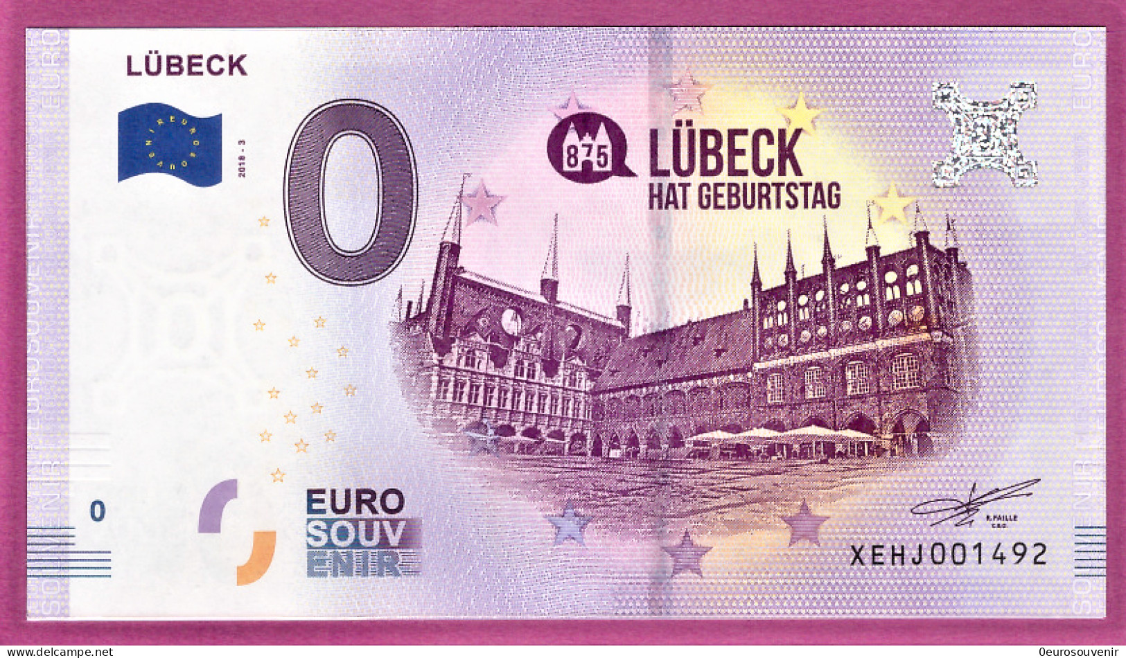 0-Euro XEHJ 2018-3 LÜBECK - HAT GEBURTSTAG 875 - Essais Privés / Non-officiels