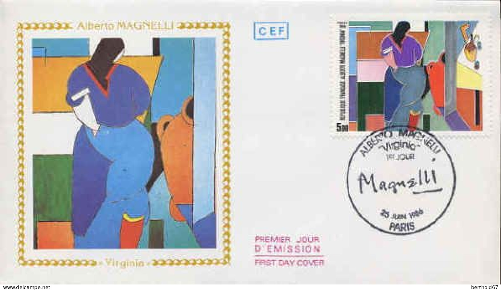 France Fdc Yv:2414 Mi:2553 Alberto Magnelli Virginia Paris 25-6-86 - 1980-1989