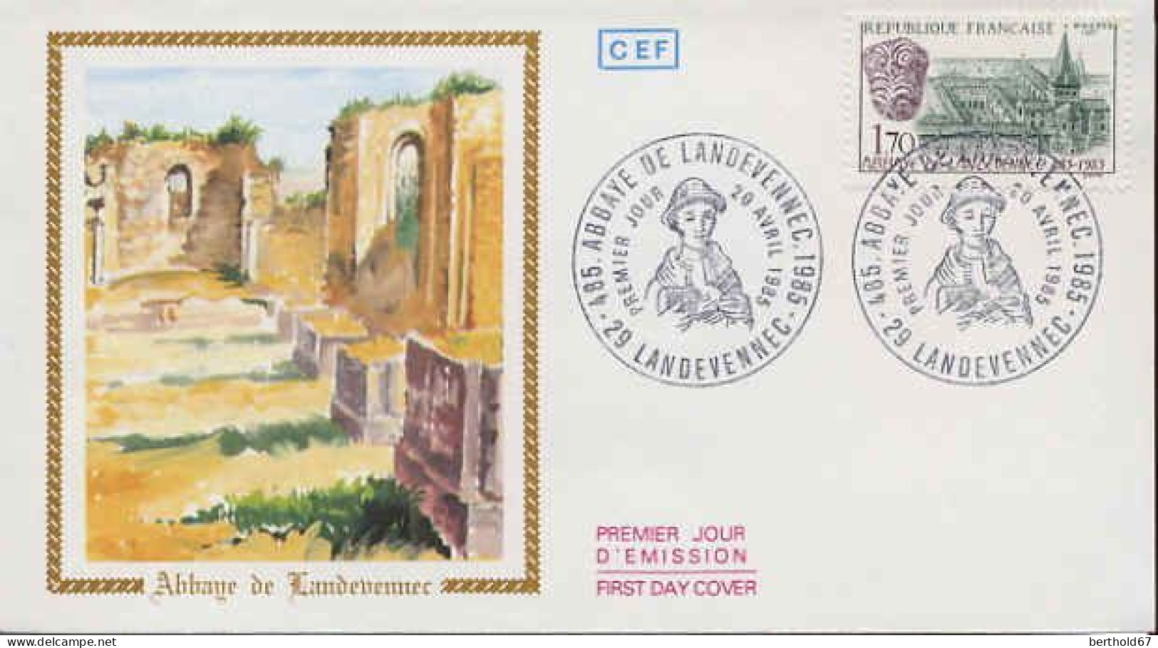 France Fdc Yv:2349 Mi:2496 Abbaye De Landevennec Landevennec 20-4-85 - 1980-1989