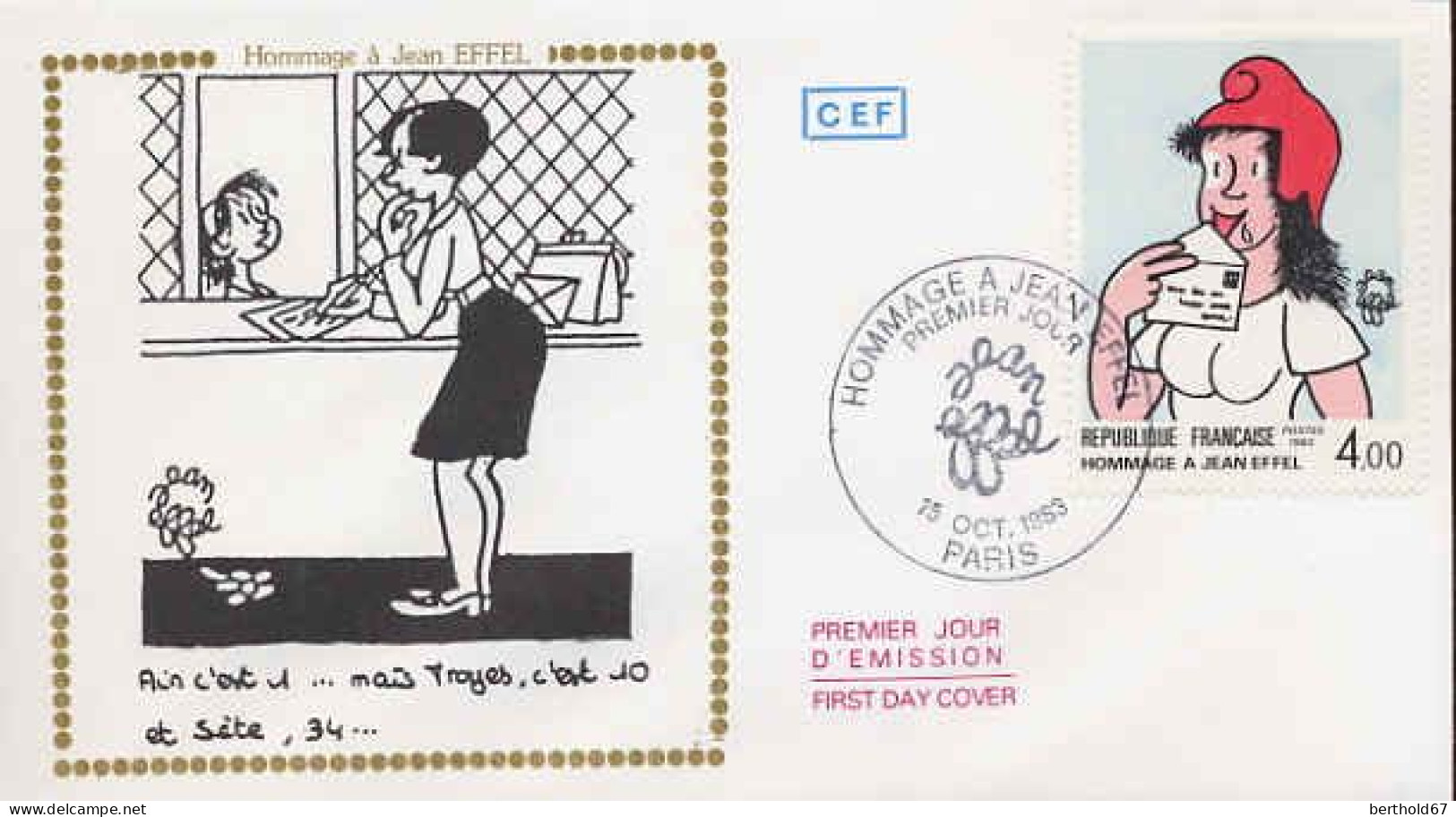 France Fdc Yv:2291 Mi:2415 Hommage à Jean Effel Paris 15-10-83 - 1980-1989