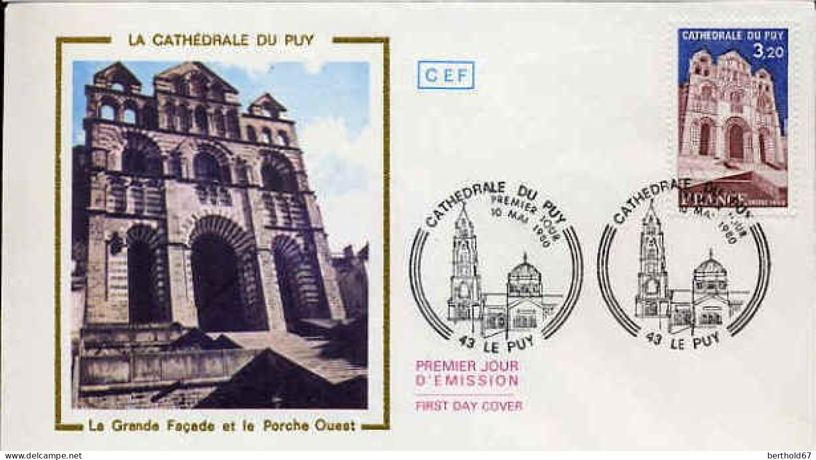 France Fdc Yv:2084 Mi:2204 La Cathédrale Du Puy Le Puy 10-5-80 - 1980-1989