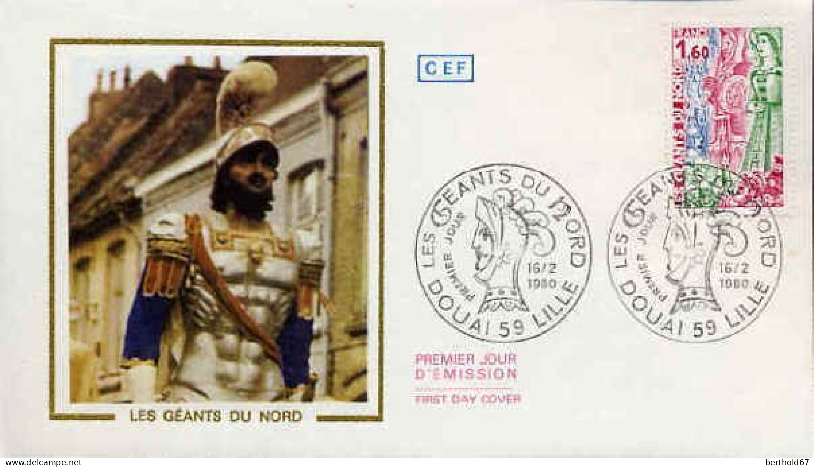 France Fdc Yv:2076 Mi:2194 Les Géants Du Nord Lille 16-2-80 - 1980-1989