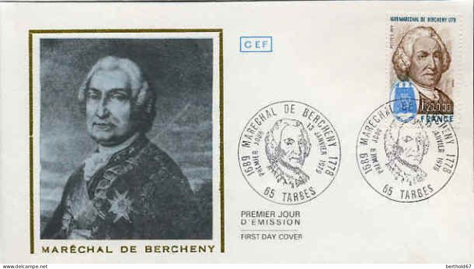 France Fdc Yv:2029 Mi:2134 Maréchal De Bercheny Tarbes 13-1-79 - 1970-1979