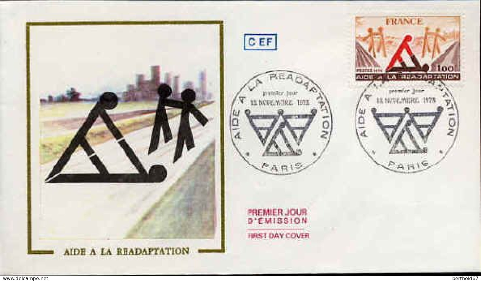 France Fdc Yv:2023 Mi:2128 Aide à La Réadaptation Paris 13-11-78 - 1970-1979