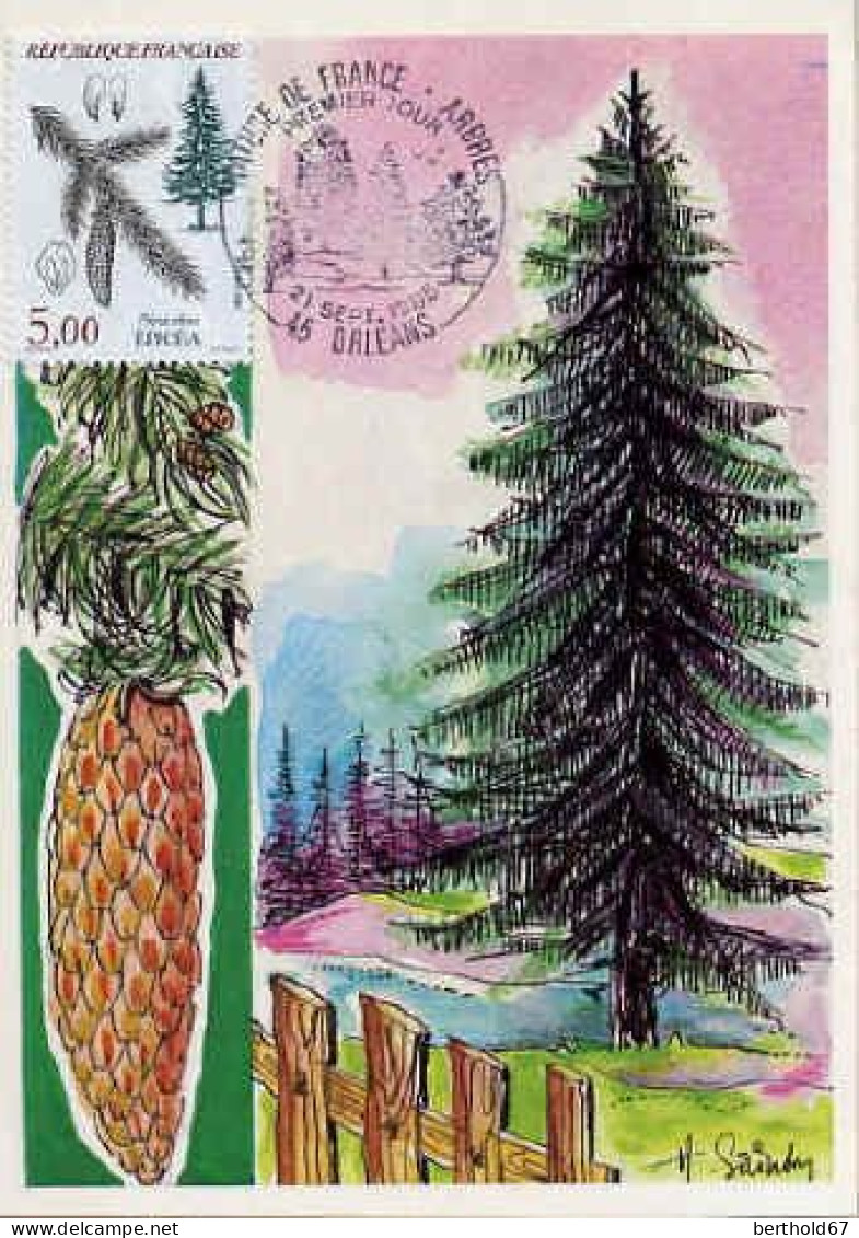 France Cmax Yv:2384/2387 Les Arbres Fdc Orléans 21-9-85 - 1980-1989