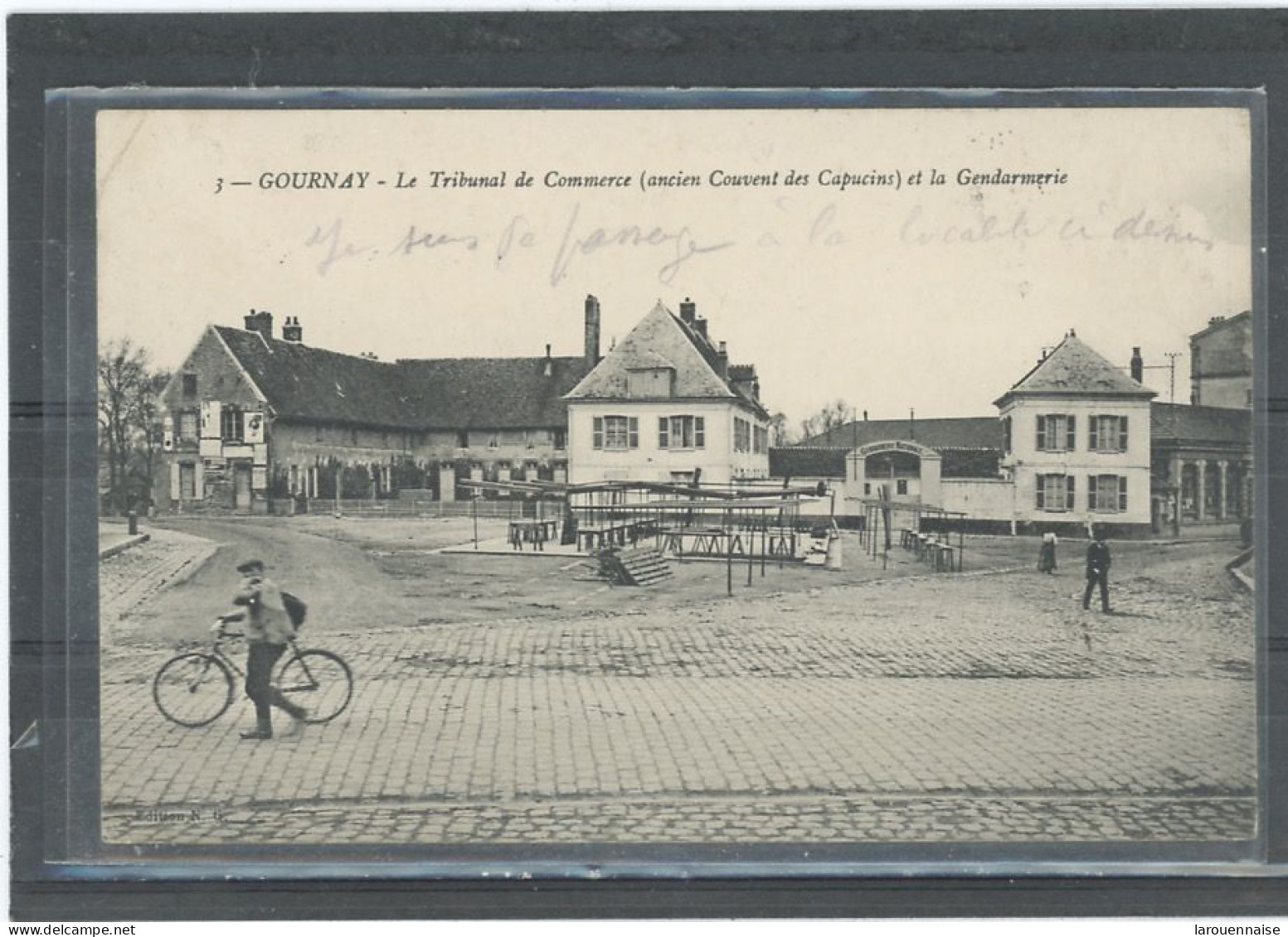 CACHET MILITAIRE -76 GOURNAY EN BRAY -FERRIÈRES -C P- FRAPPE SUP-QUADRILINÉAIRE ,VIOLET 84x24 - - Guerre De 1914-18