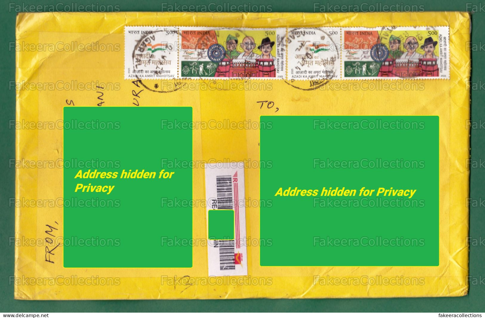 INDIA 2024 Inde Indien - Registered Letter / Cover With AZADI KA AMRIT MAHOTSAV Stamps - MAHATMA GANDHI, Red Fort, Flag - Briefe U. Dokumente