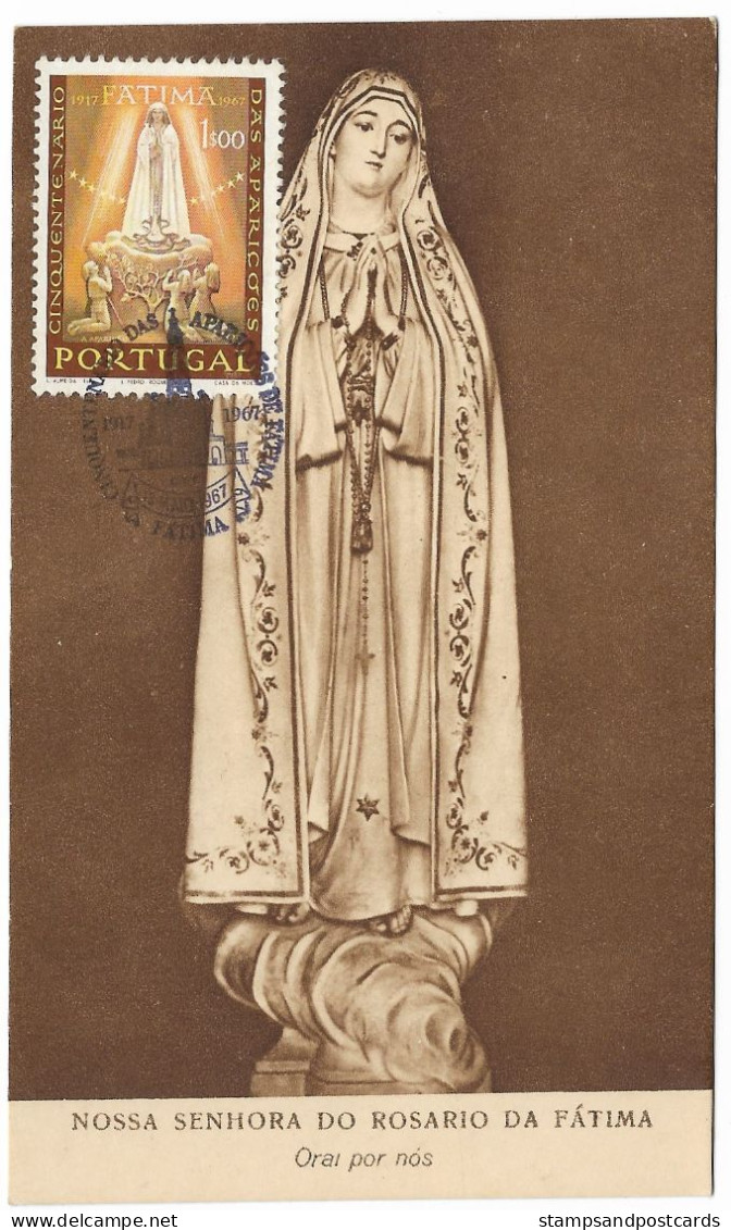 Portugal Carte Maximum 50 Ans Notre Dame De Fatima 1967 Pape Maxicard 50 Years Our Lady Of Fatima Pope - Christianity