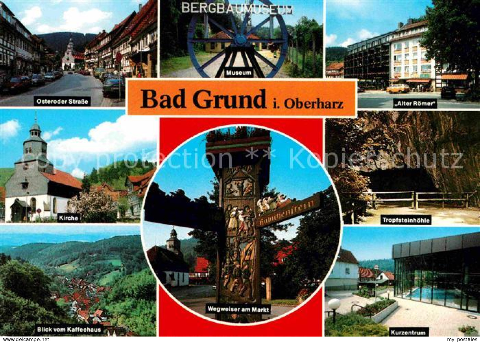 72844393 Bad Grund Osteroder Strasse Kirche Kaffeehaus Bergbaumuseum Wegweiser M - Autres & Non Classés