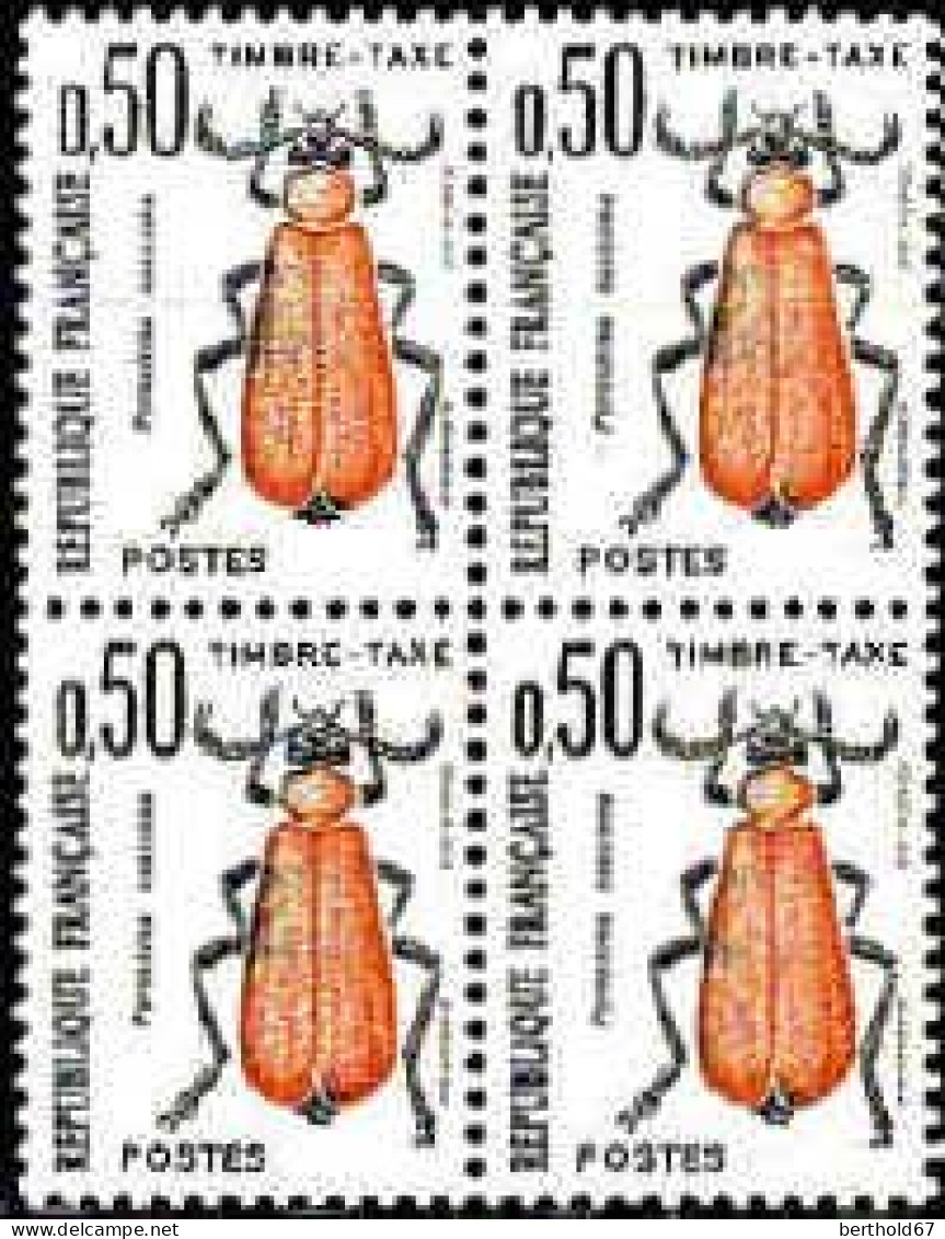 France Taxe N** Yv:105 Mi:108 Pyrochroa Coccinea (Bloc De 4) - 1960-.... Nuevos