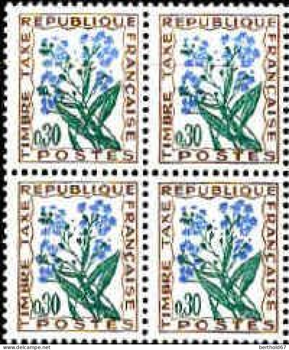 France Taxe N** Yv: 99 Mi:99 Myosotis (Bloc De 4) - 1960-.... Postfris