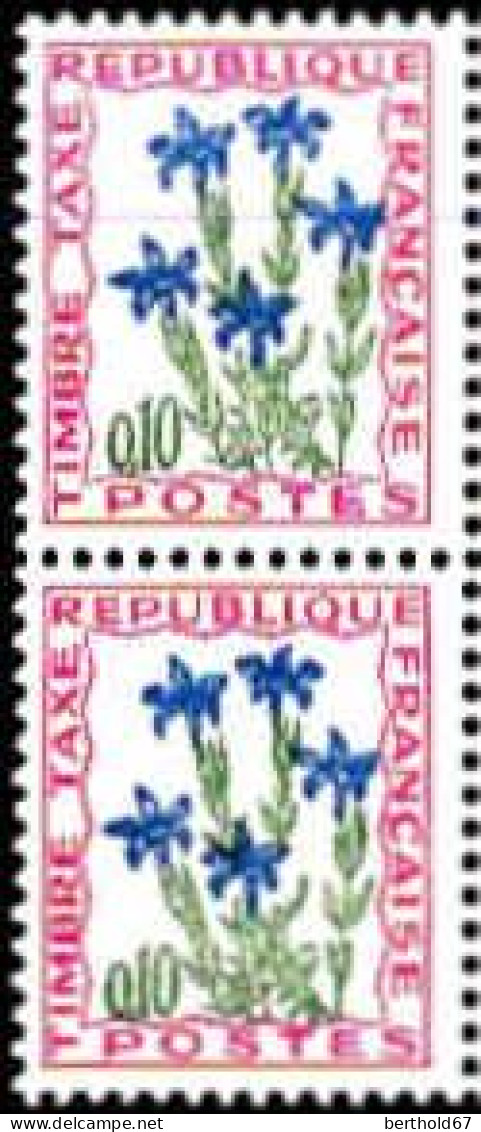 France Taxe N** Yv: 96 Mi:101 Gentiane Paire Trace De Bleu Aux Dos - 1960-... Ungebraucht