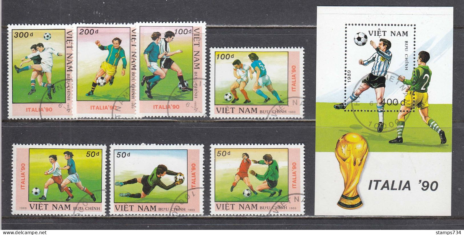 Vietnam 1989 - Football: World Cup, Italy, Mi-Nr. 2080/86+Bl. 72, Used - Viêt-Nam